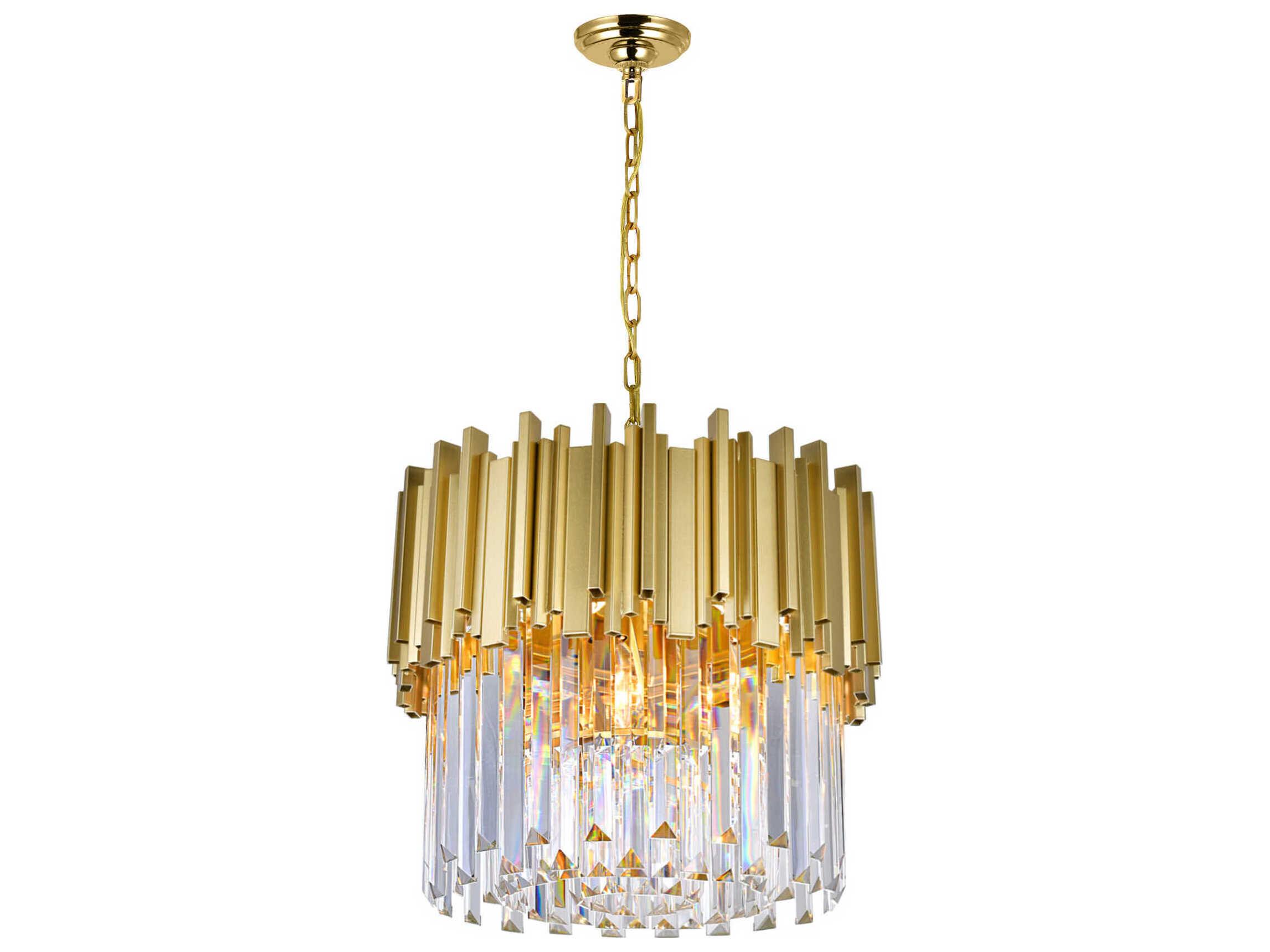CWI Lighting Deco 4-Light Medallion Gold Chandelier
