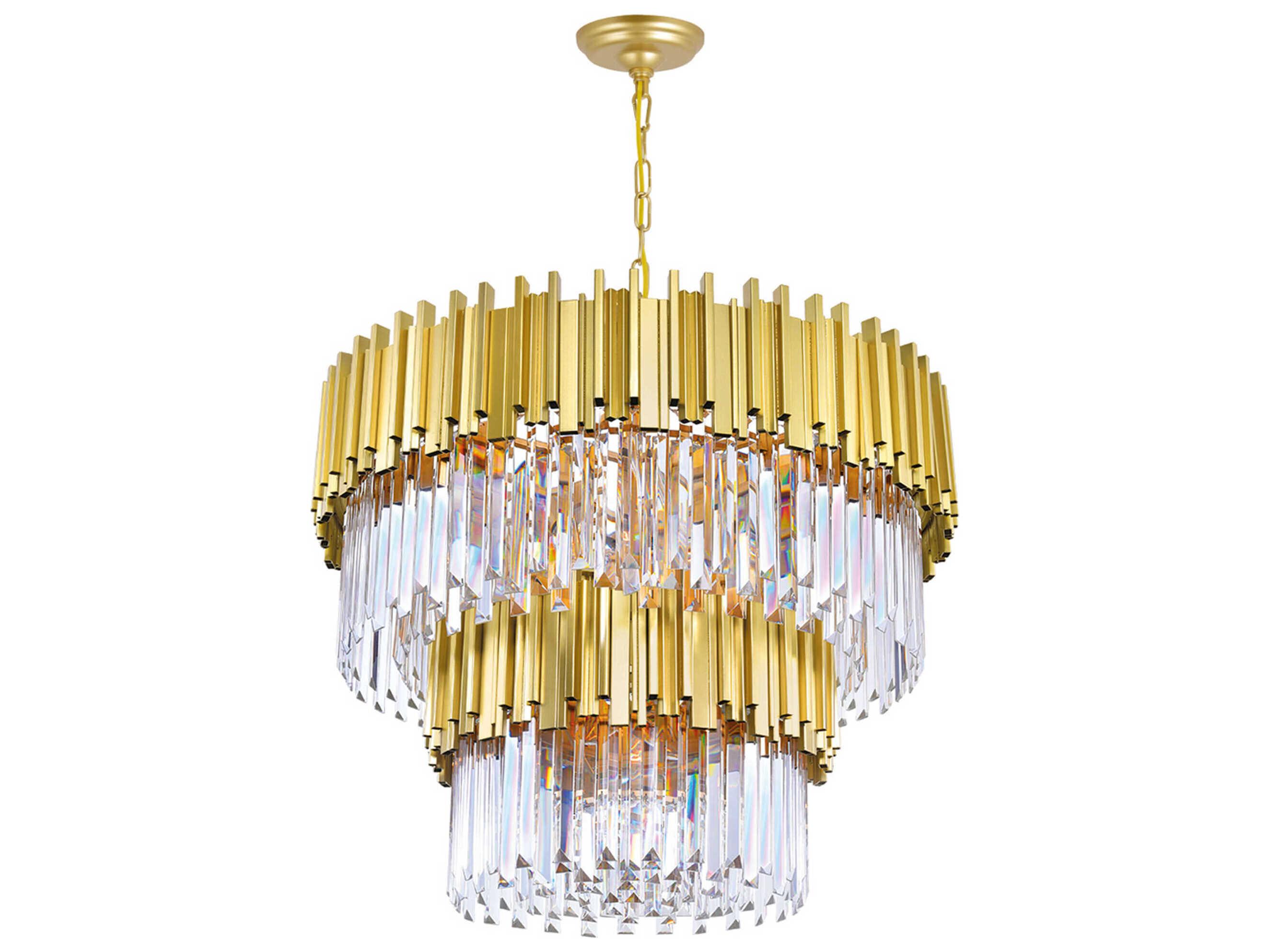 CWI Lighting Deco 12-Light Medallion Gold Tiered Chandelier