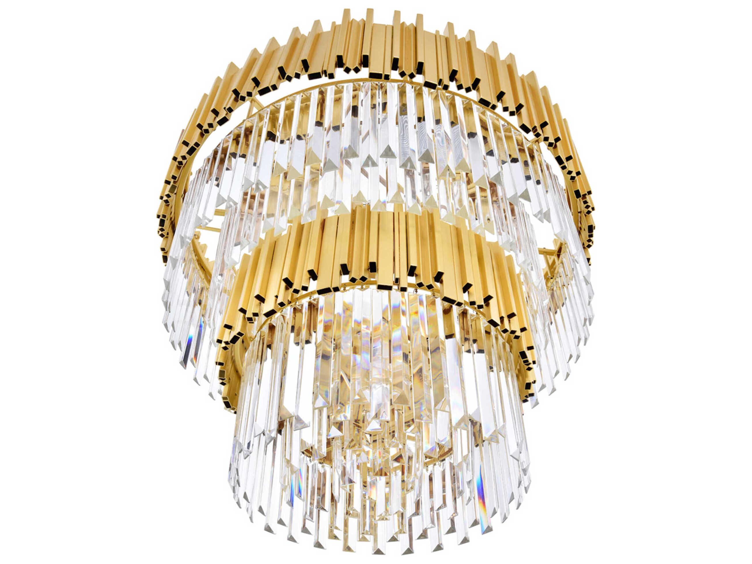 CWI Lighting Deco 12-Light Medallion Gold Tiered Chandelier