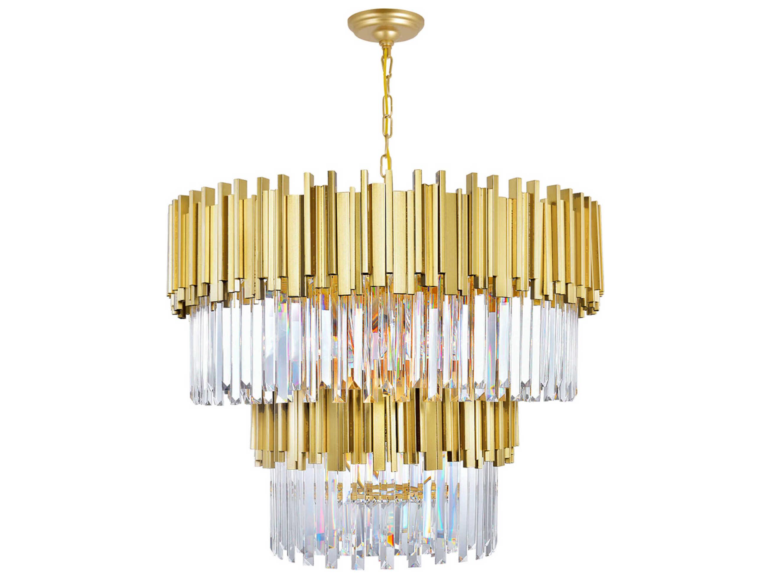 CWI Lighting Deco 12-Light Medallion Gold Tiered Chandelier