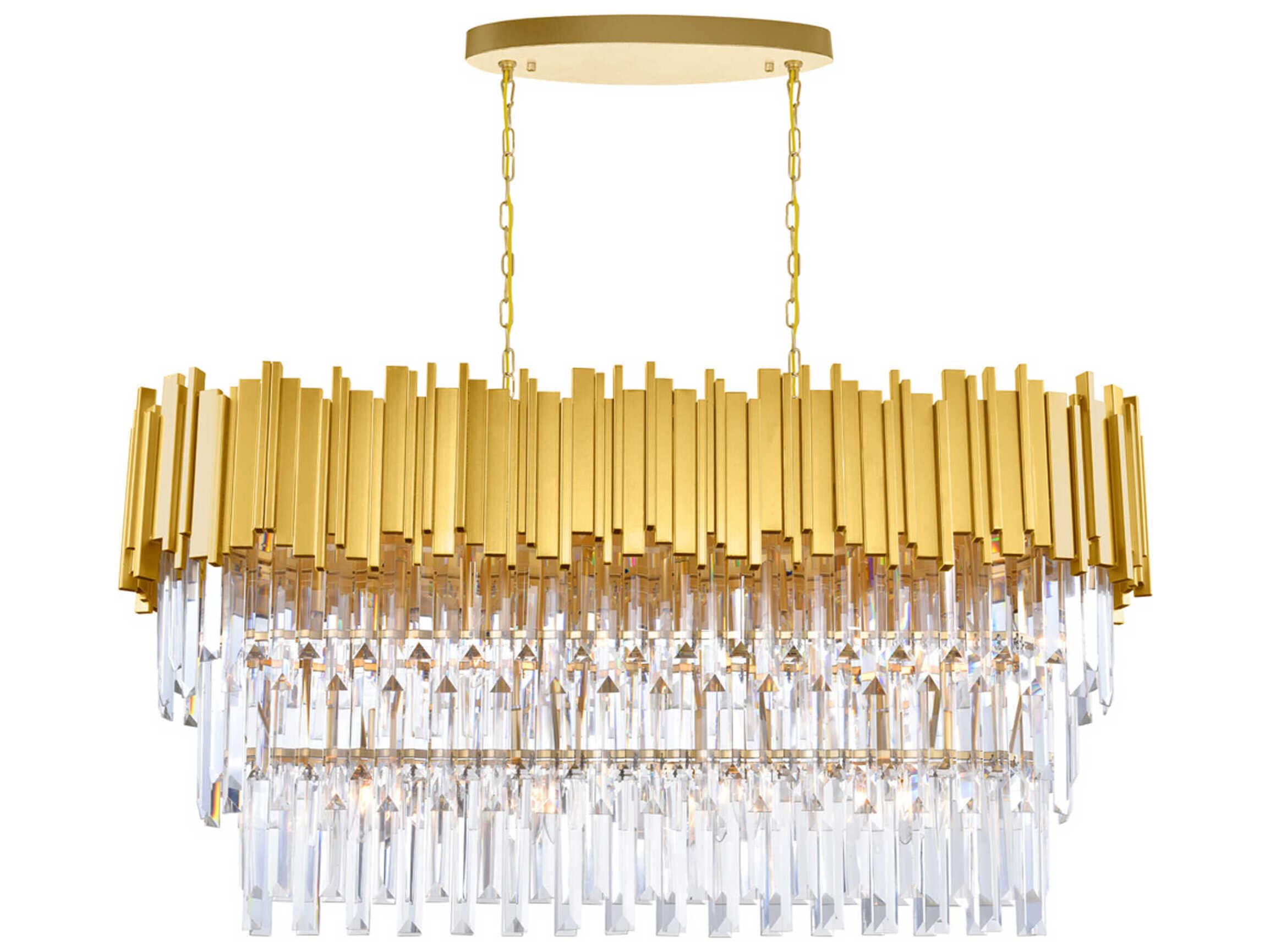 CWI Lighting Deco 9-Light Medallion Gold Linear Island Pendant