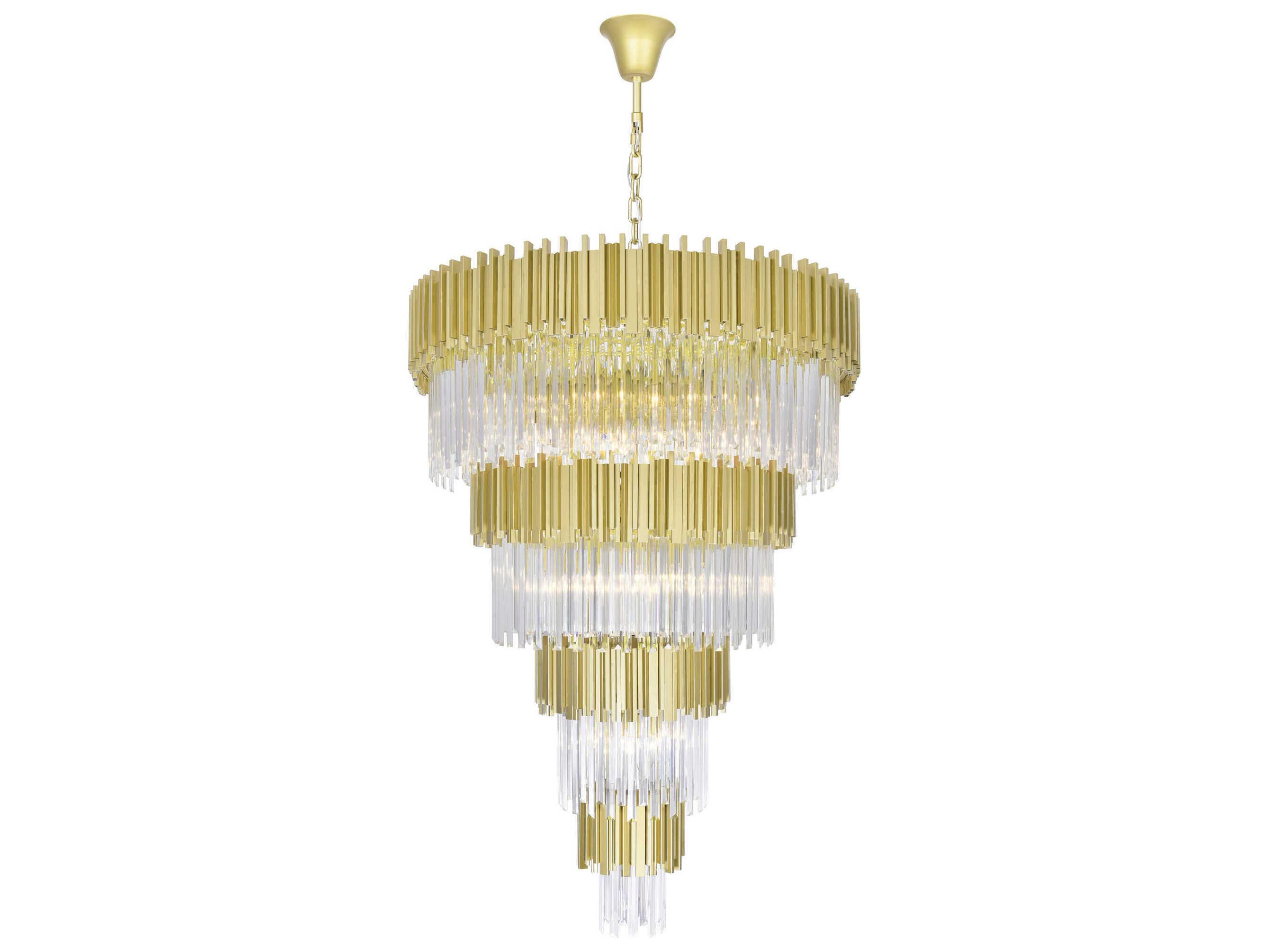 CWI Lighting Deco 34-Light Medallion Gold Tiered Chandelier