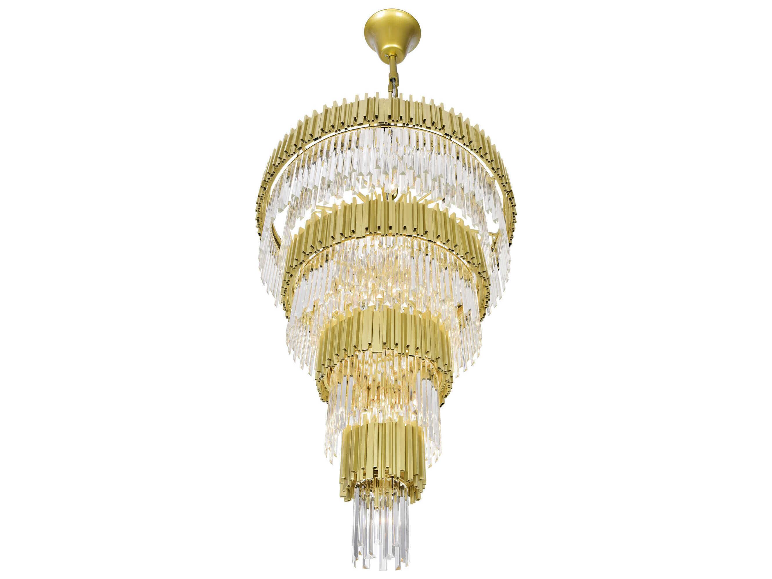 CWI Lighting Deco 34-Light Medallion Gold Tiered Chandelier