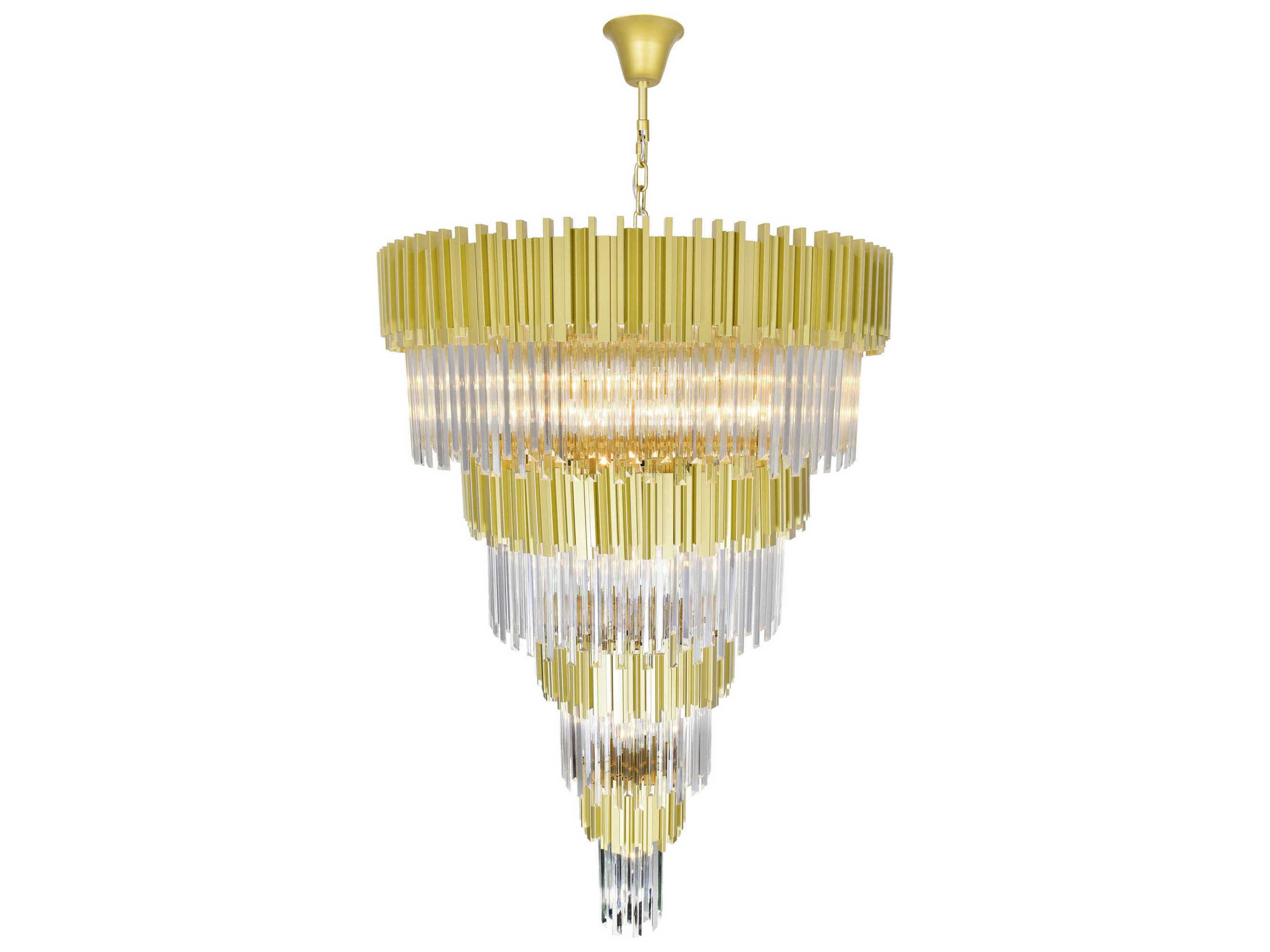 CWI Lighting Deco 34-Light Medallion Gold Tiered Chandelier