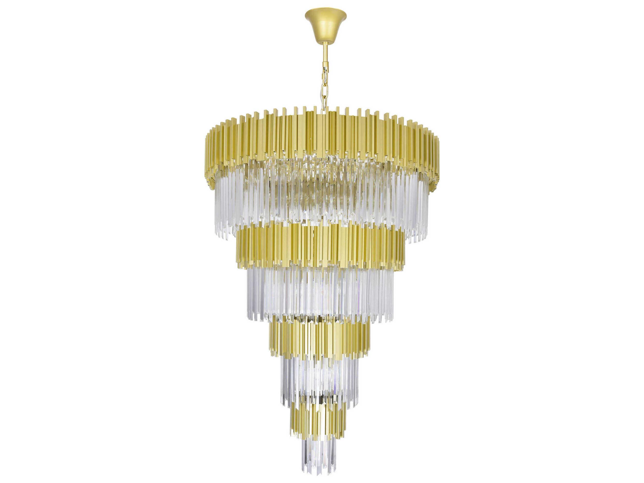 CWI Lighting Deco 34-Light Medallion Gold Tiered Chandelier