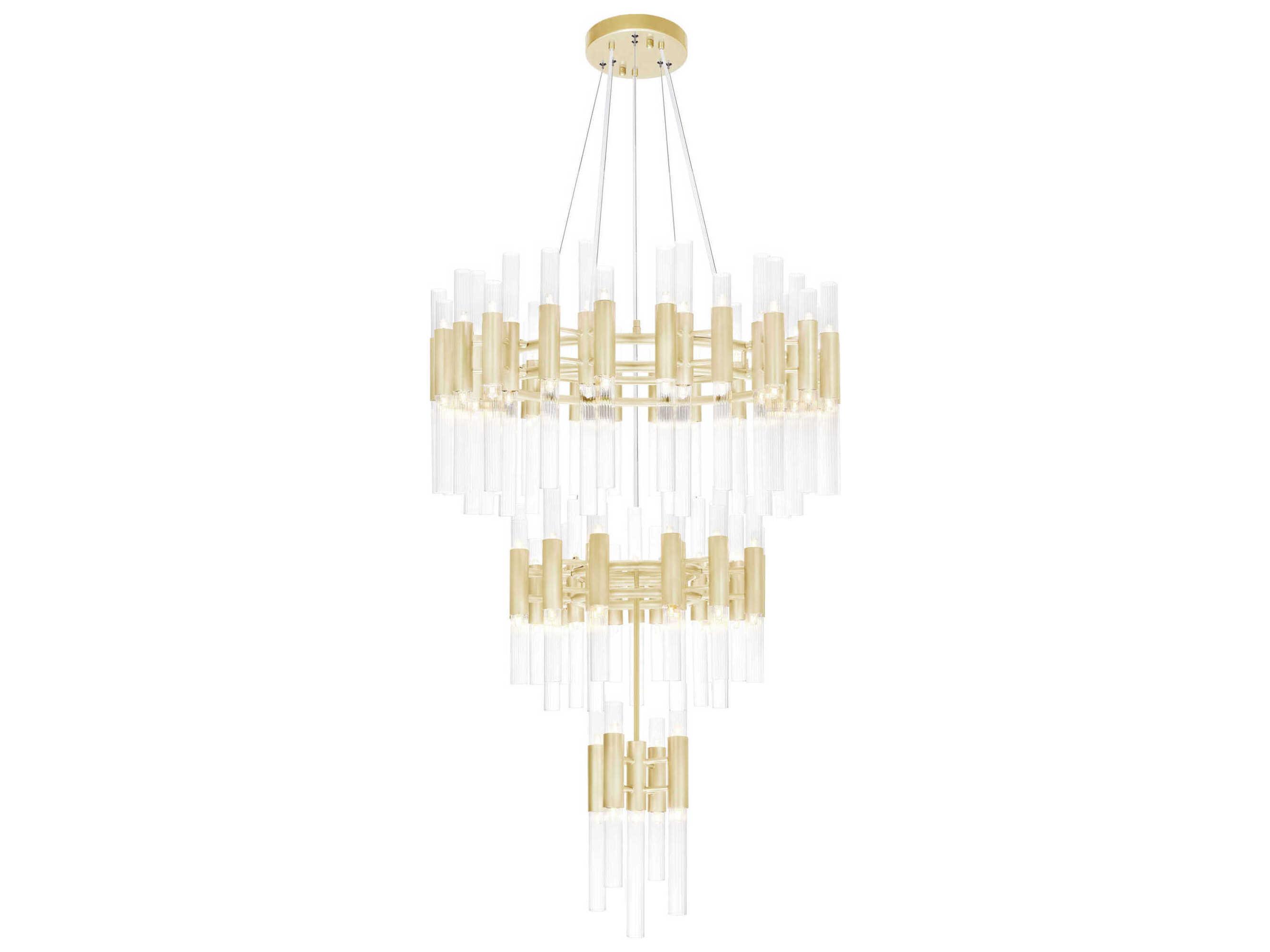 CWI Lighting Orgue 123-Light Satin Gold Linear Tiered Chandelier