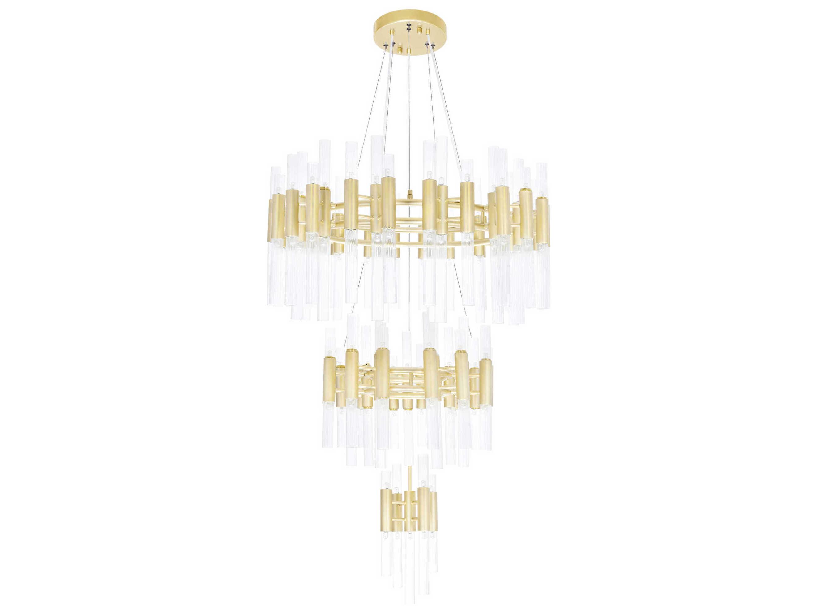 CWI Lighting Orgue 123-Light Satin Gold Linear Tiered Chandelier