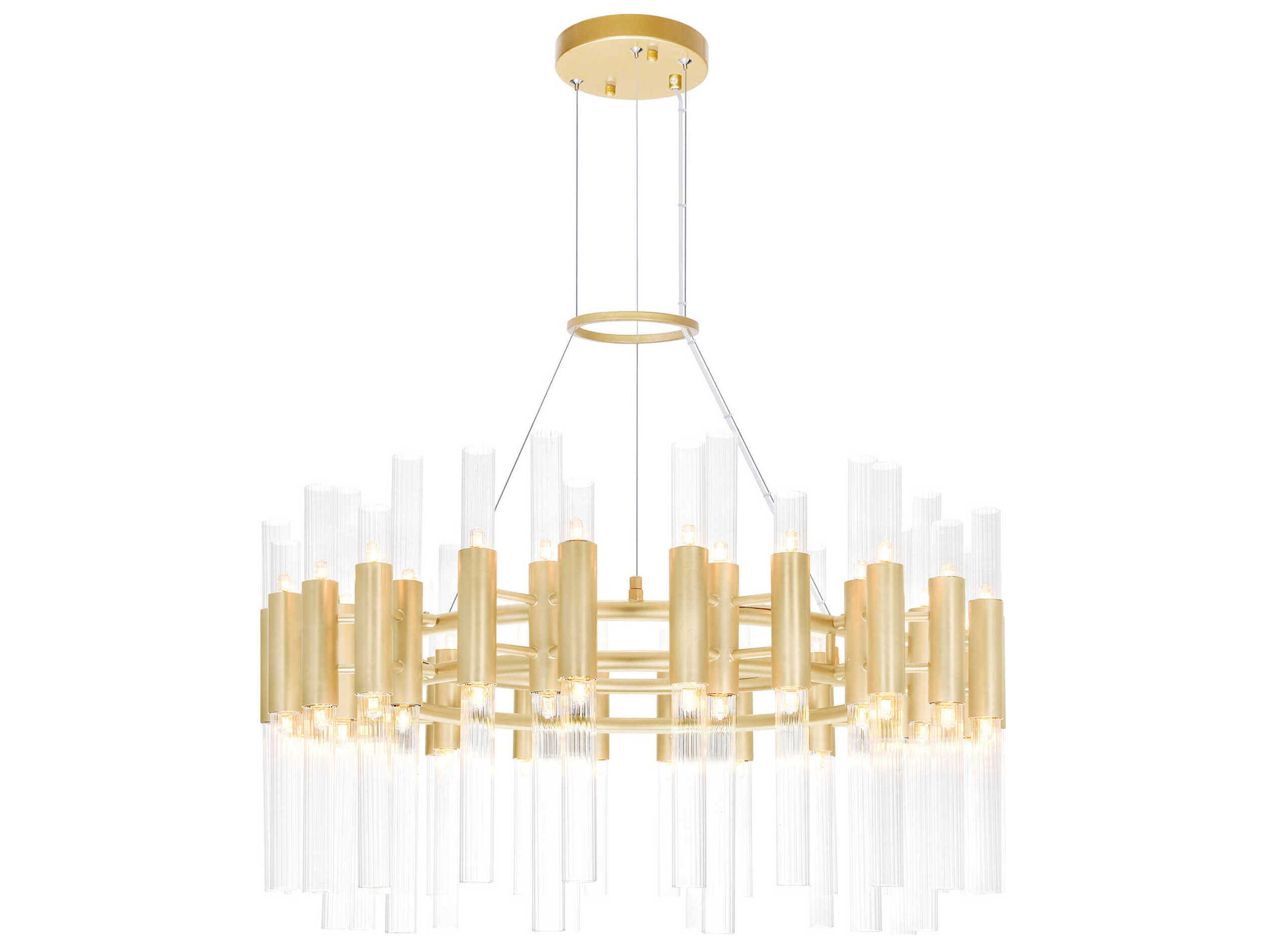 CWI Lighting Orgue 72-Light Satin Gold Linear Chandelier