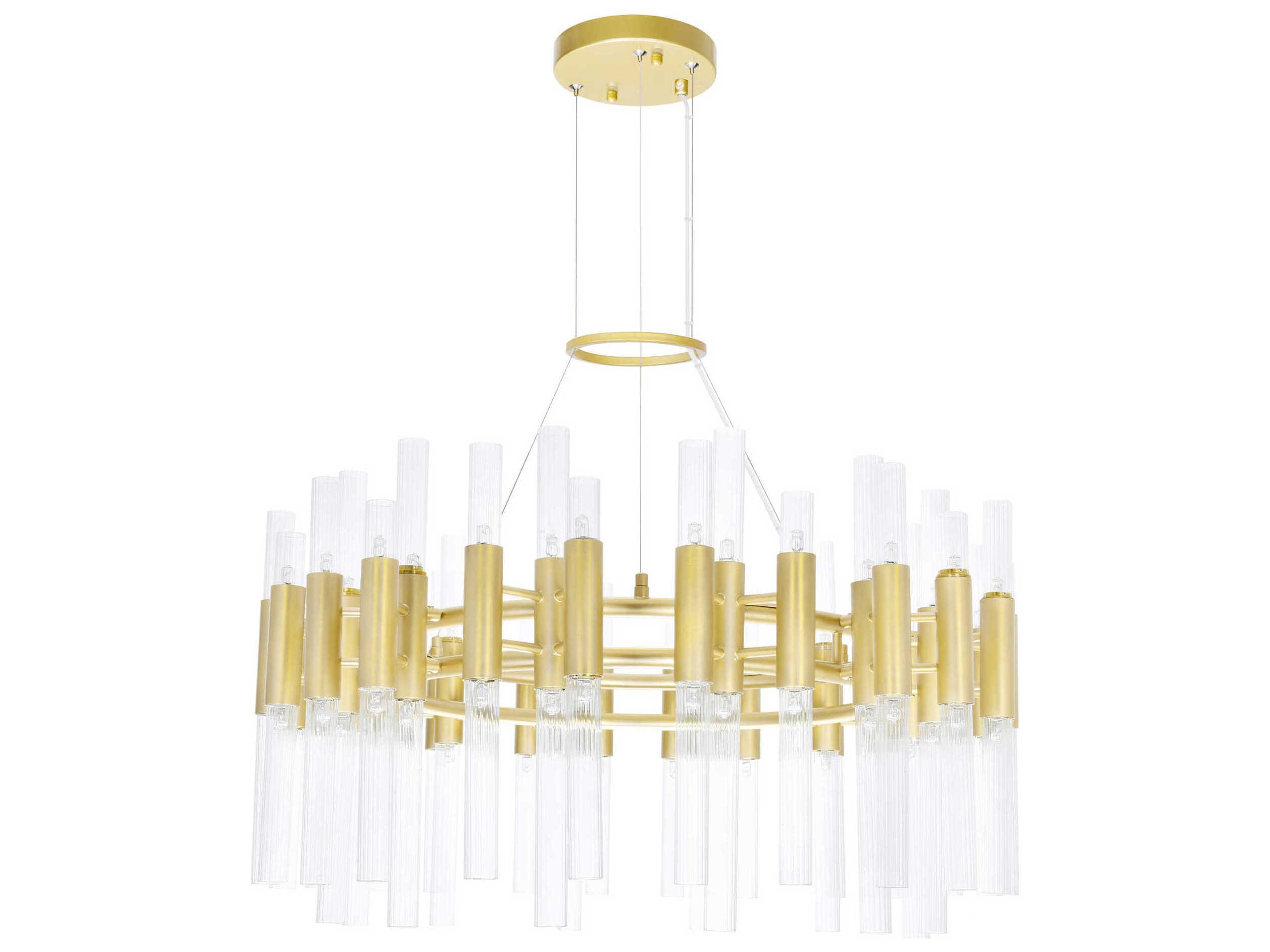 CWI Lighting Orgue 72-Light Satin Gold Linear Chandelier
