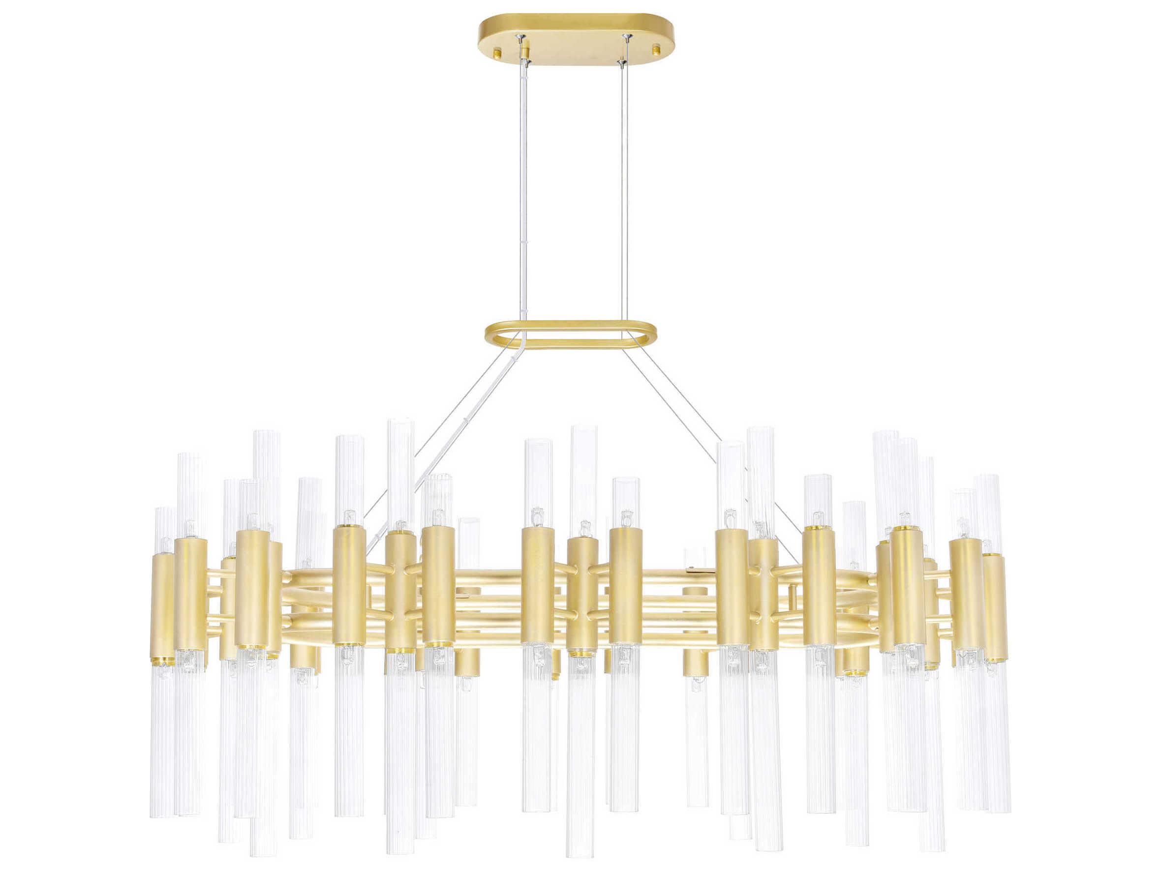 CWI Lighting Orgue 72-Light Satin Gold Linear Island Pendant
