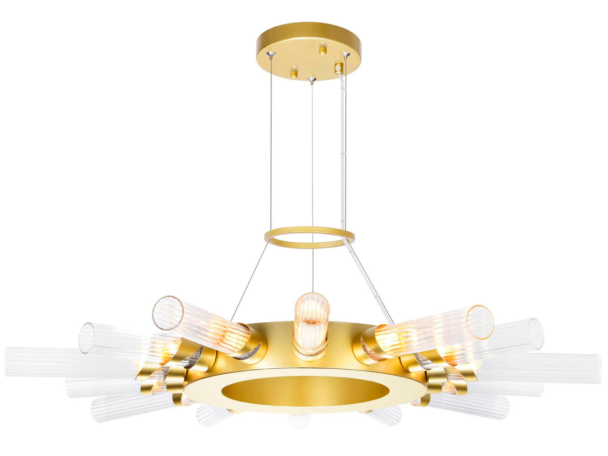 CWI Lighting Collar 14-Light Satin Gold Chandelier