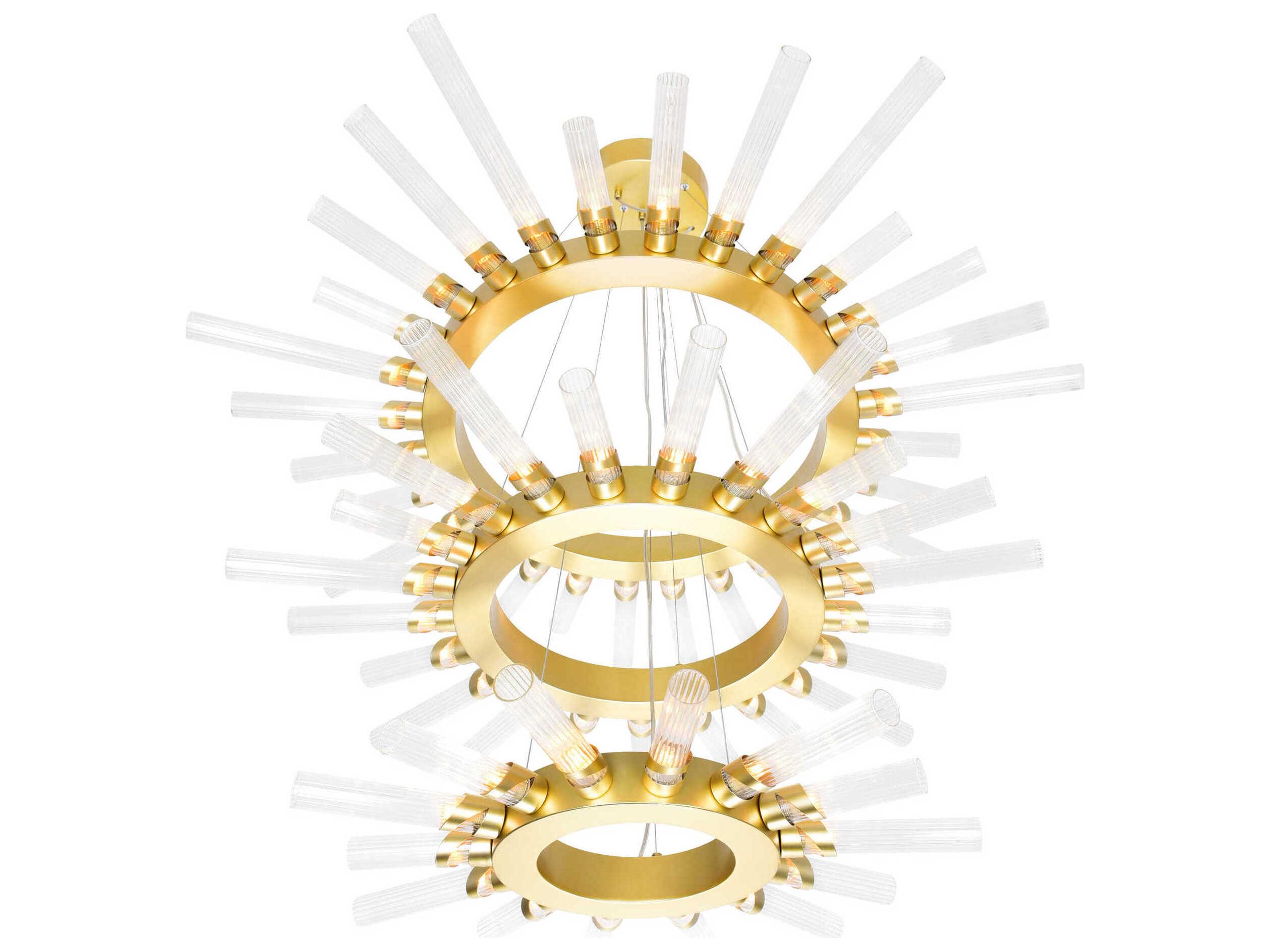 CWI Lighting Collar 63-Light Satin Gold Tiered Chandelier