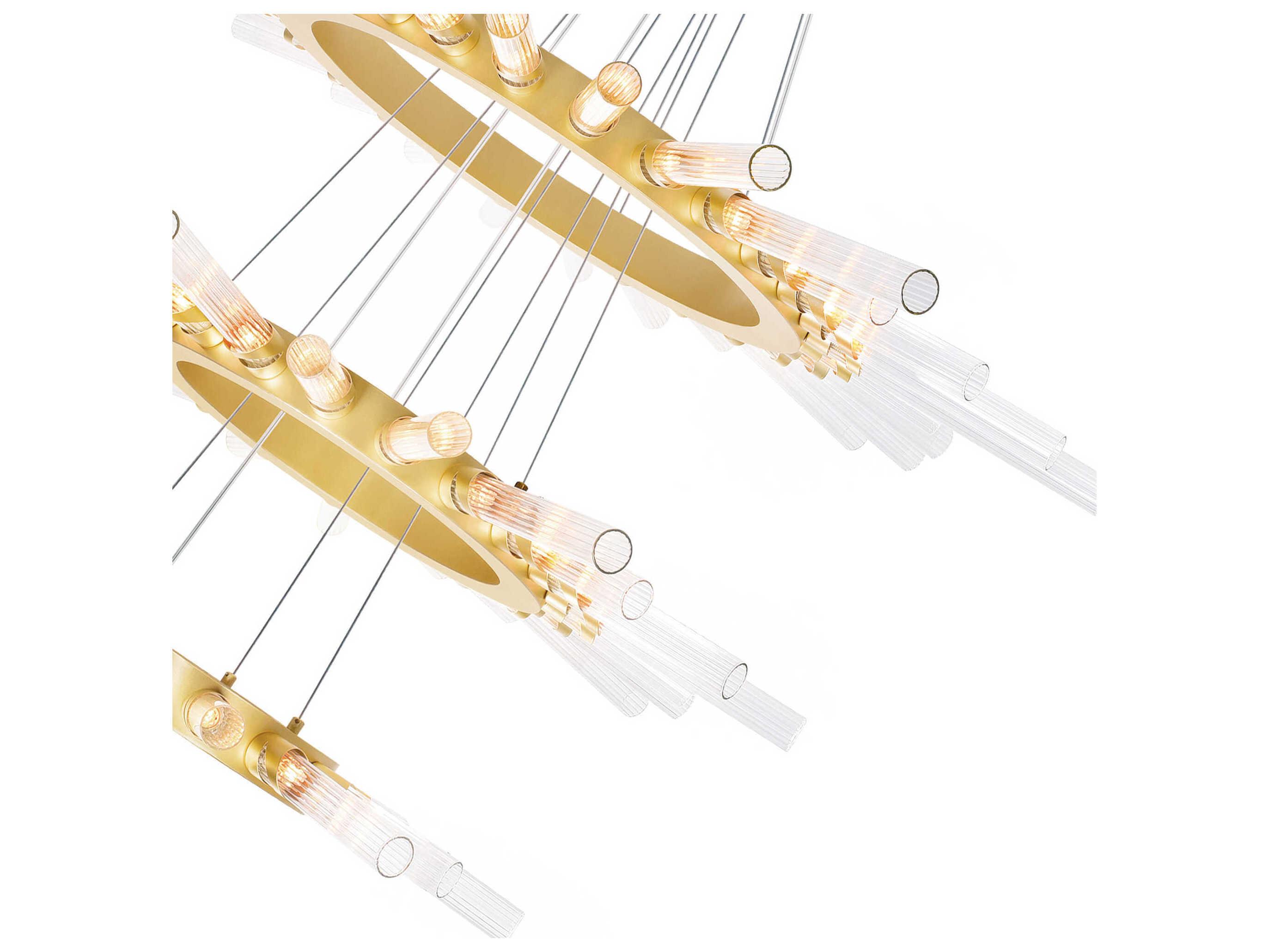CWI Lighting Collar 63-Light Satin Gold Tiered Chandelier