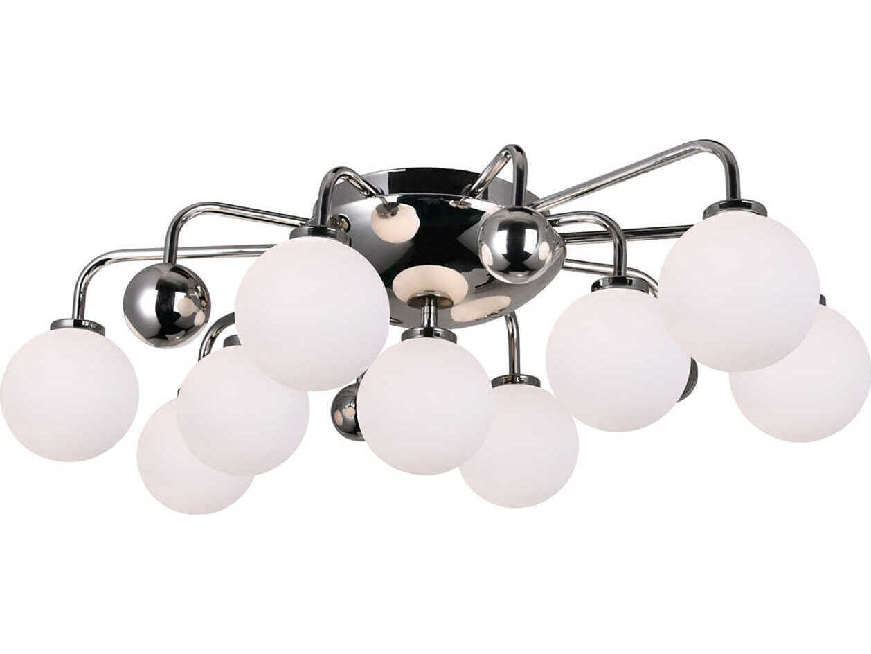 CWI Lighting Element 9-Light Polished Nickel Globe Flush Mount