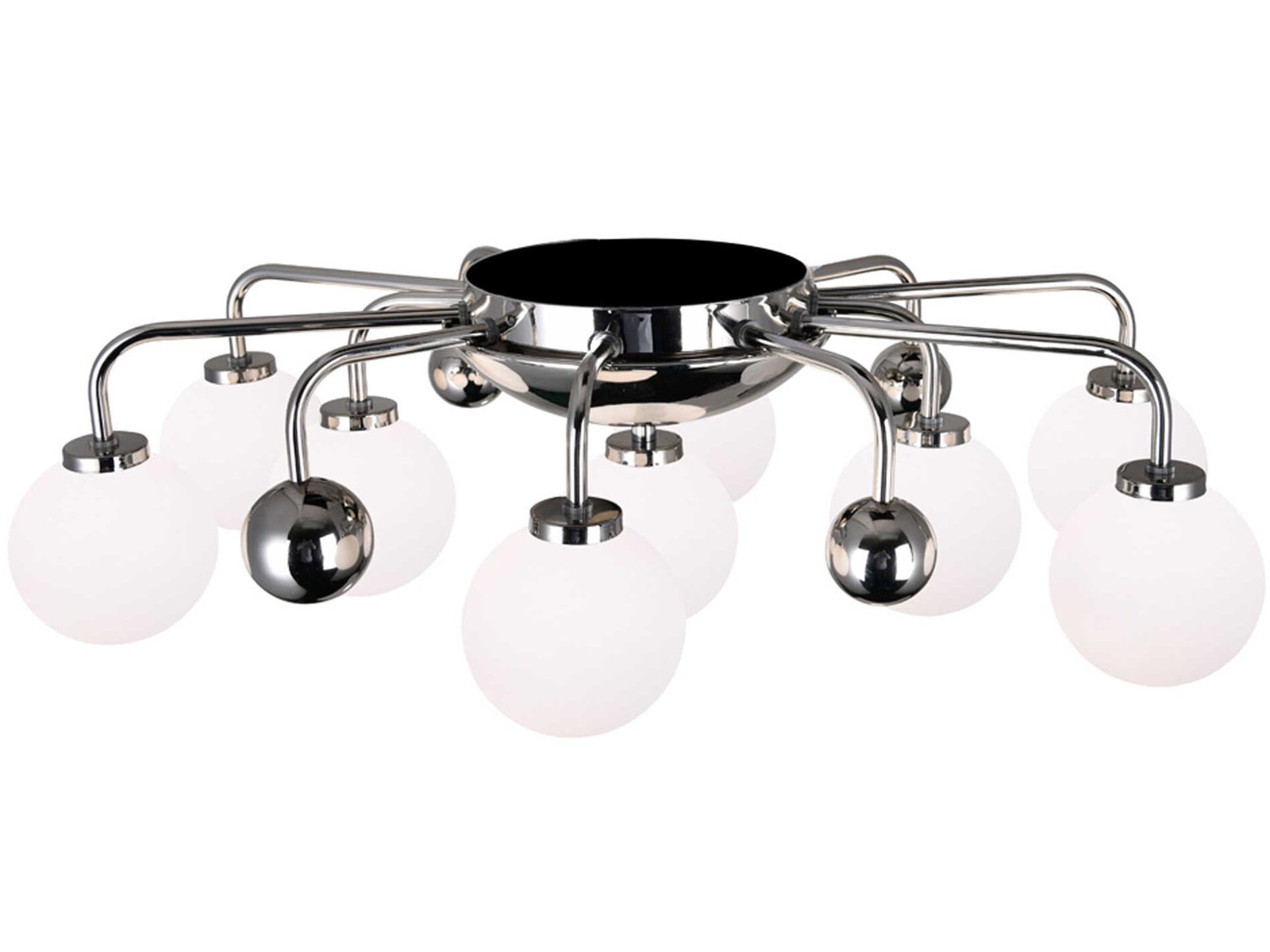 CWI Lighting Element 9-Light Polished Nickel Globe Flush Mount