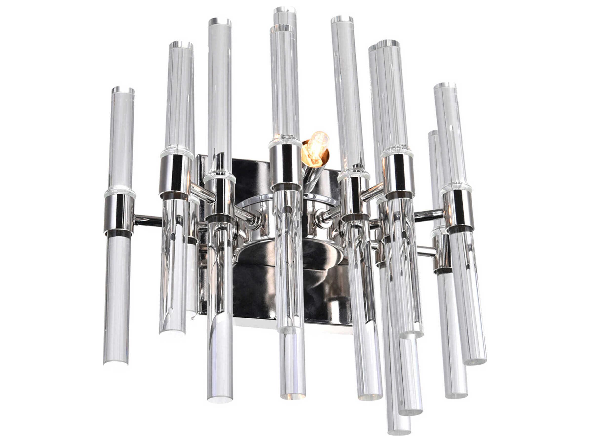 CWI Lighting Miroir 2-Light Polished Nickel Chrome Vanity Light