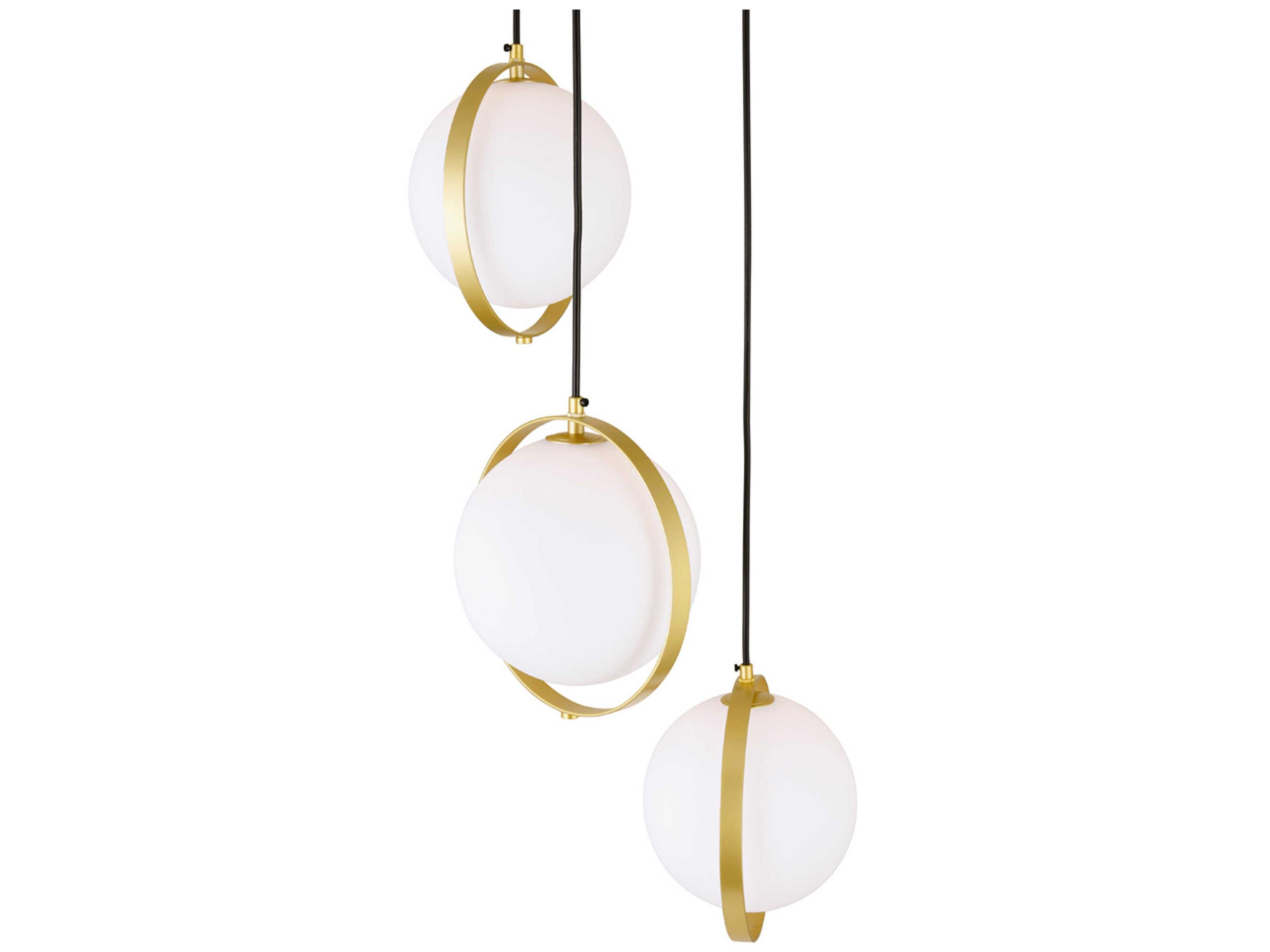 CWI Lighting Da Vinci 3-Light Medallion Gold Globe Pendant