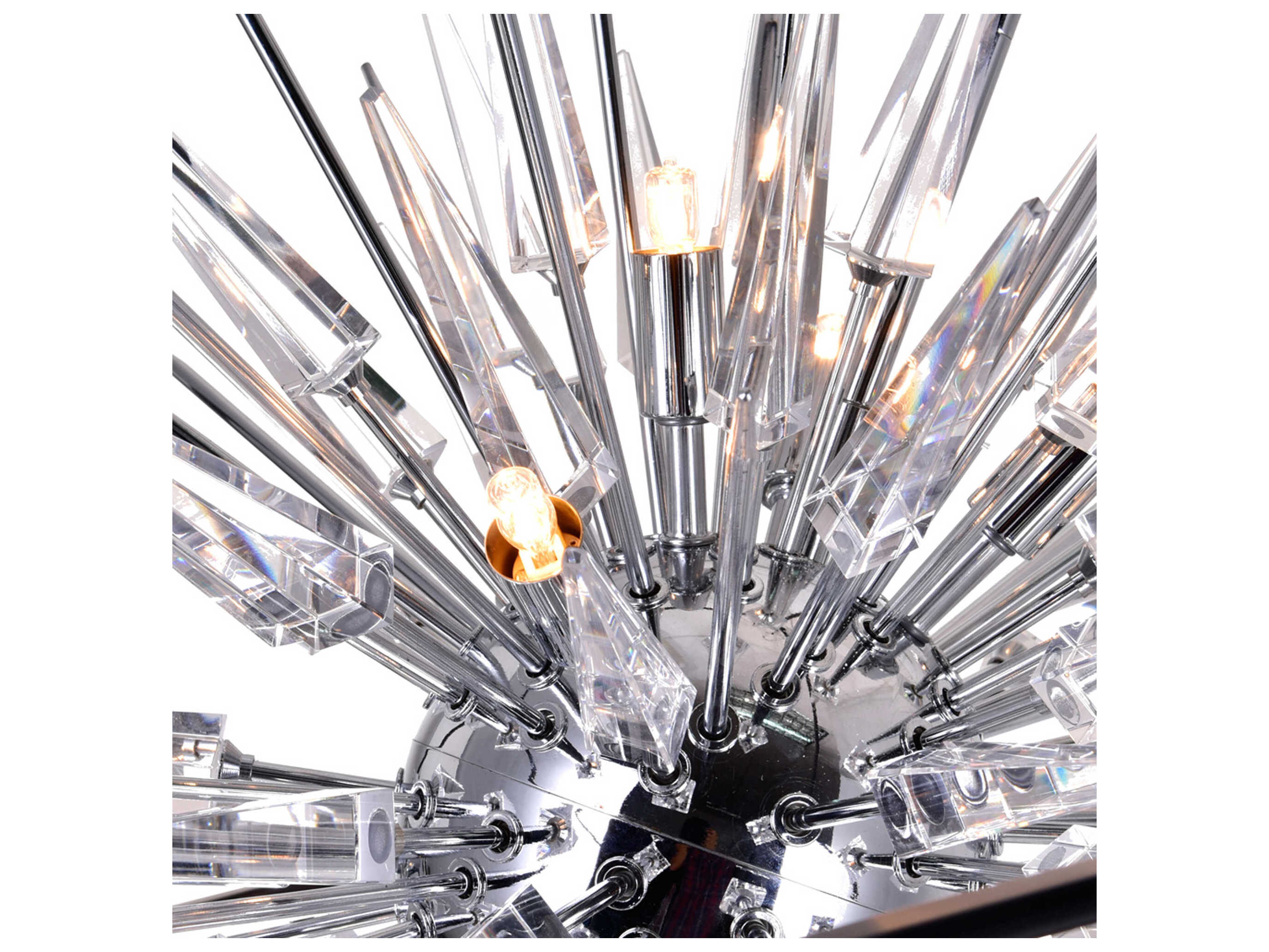CWI Lighting Starburst 6-Light Chrome Black Geometric Sputnik Chandelier