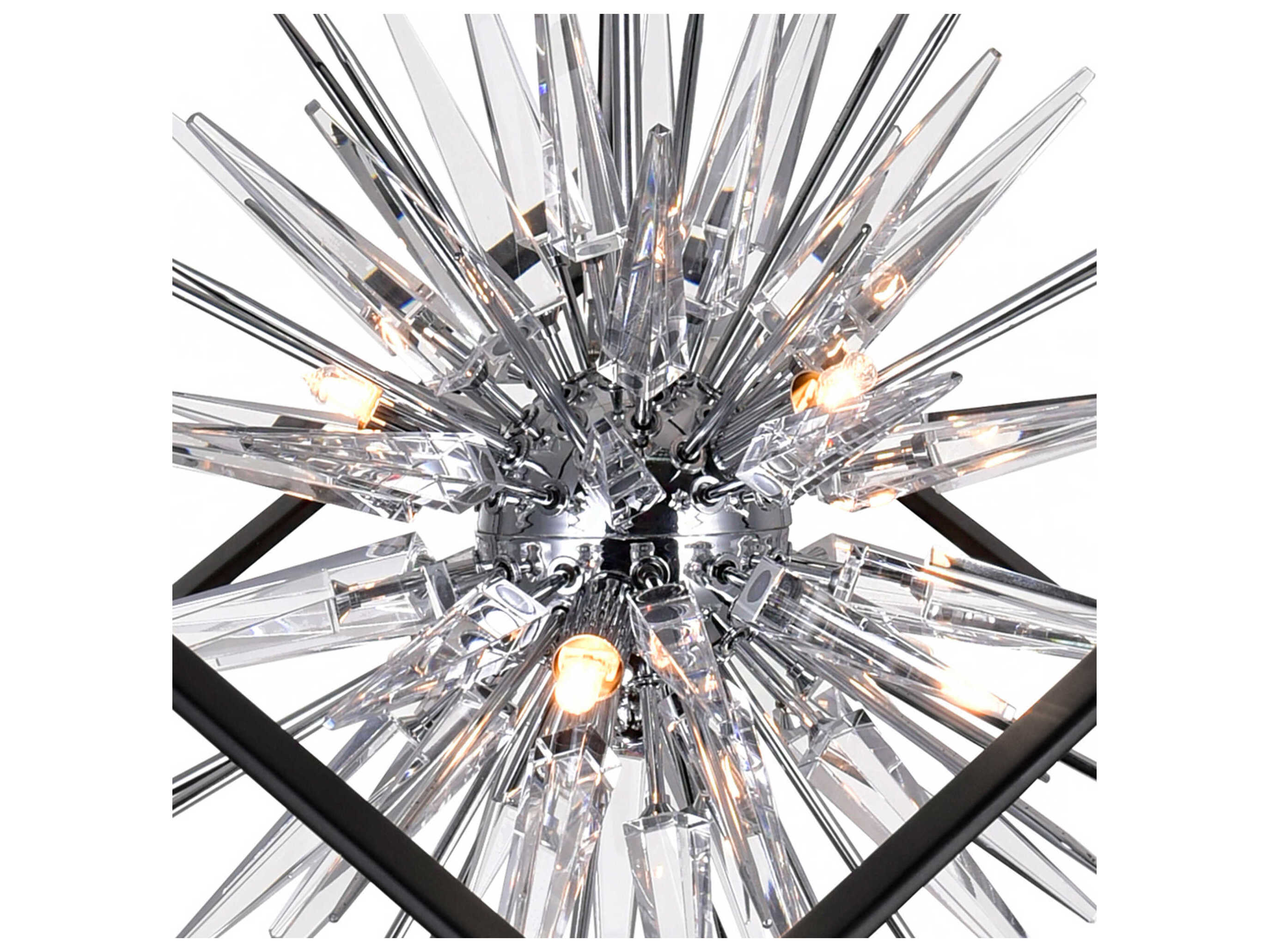 CWI Lighting Starburst 6-Light Chrome Black Geometric Sputnik Chandelier