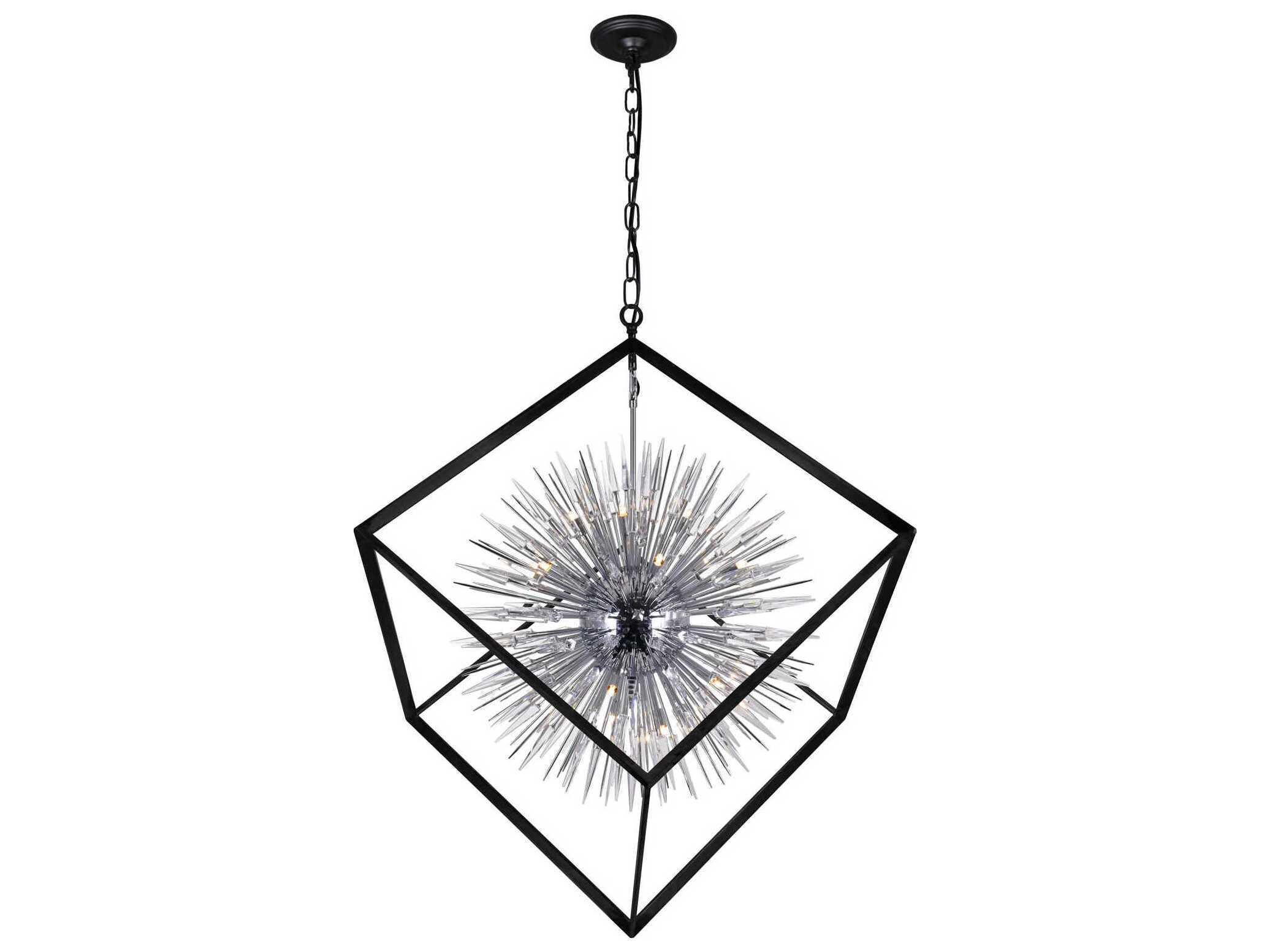 CWI Lighting Starburst 20-Light Chrome Black Geometric Sputnik Chandelier