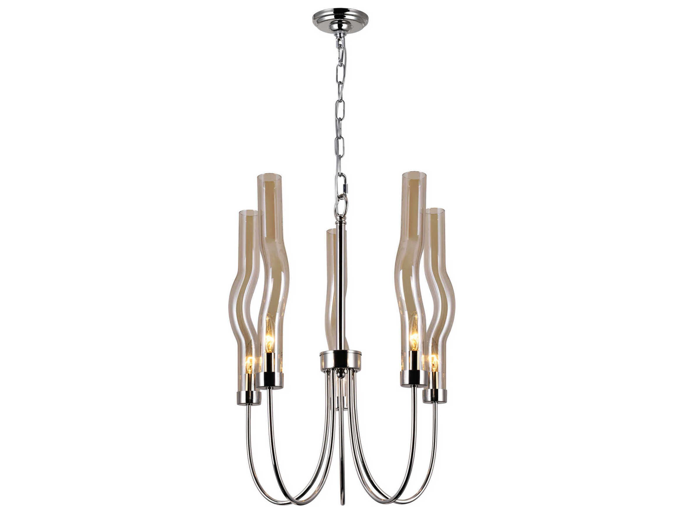 CWI Lighting Meduse 5-Light Polished Nickel Chandelier