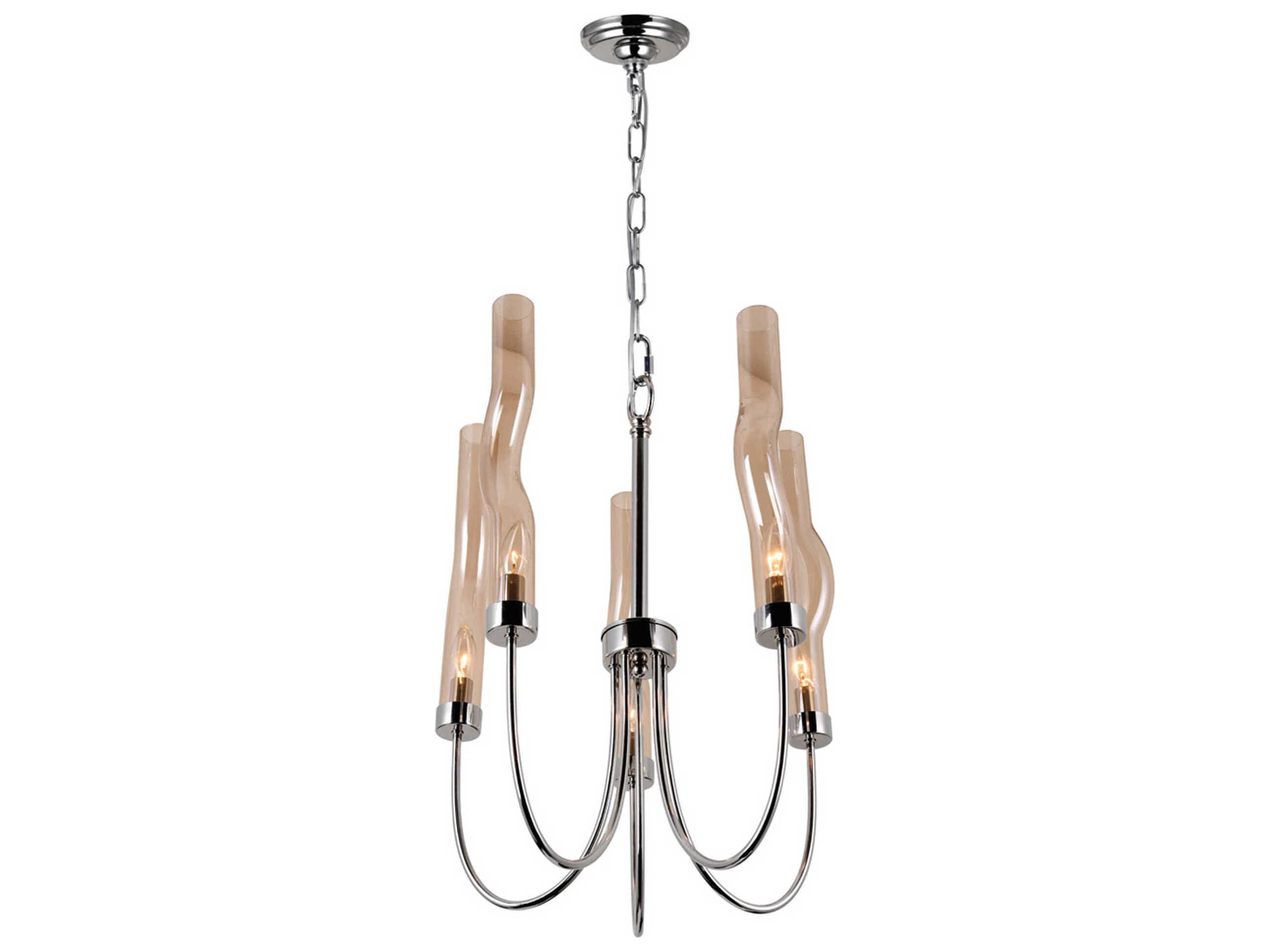CWI Lighting Meduse 5-Light Polished Nickel Chandelier