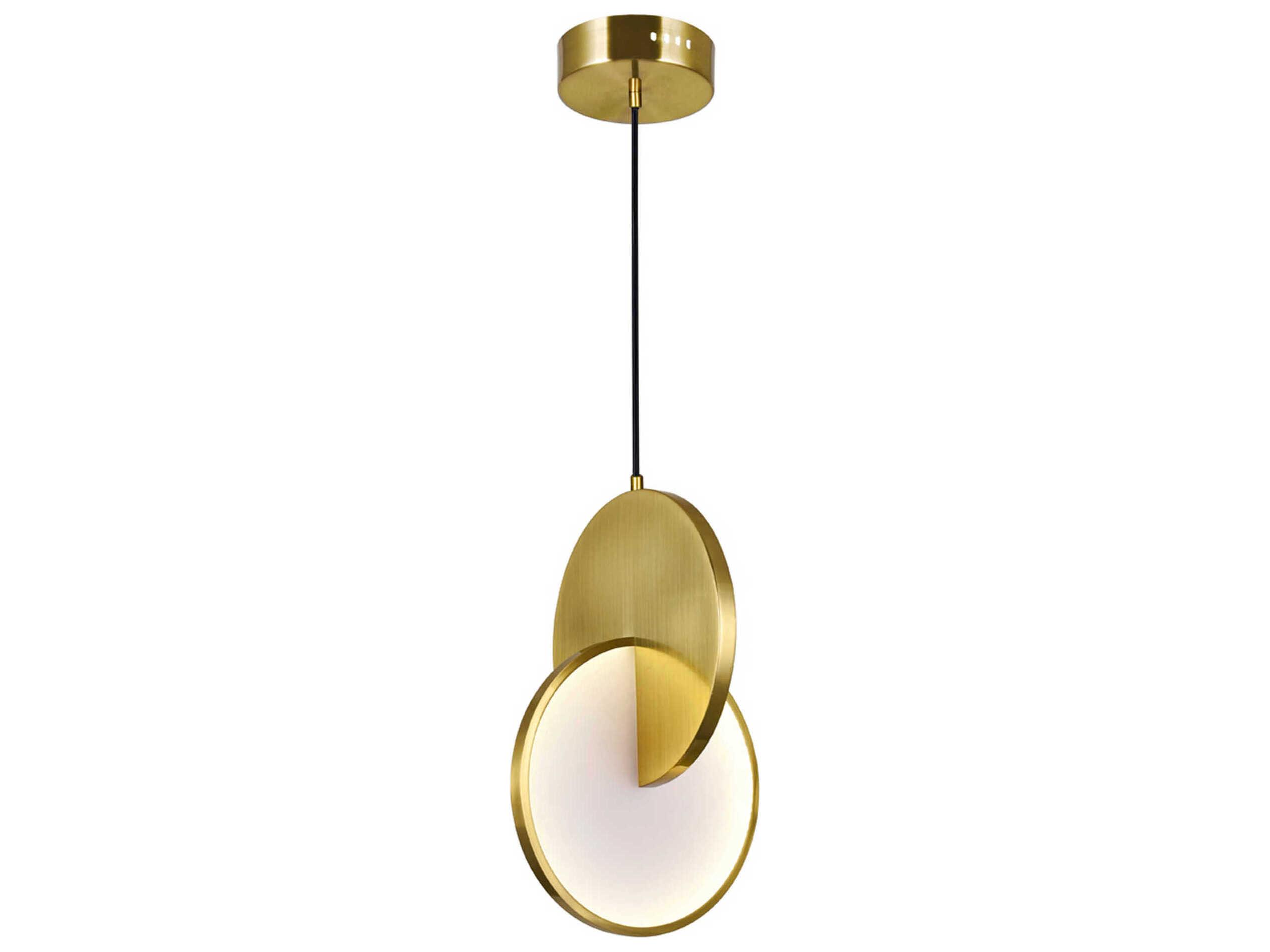 CWI Lighting Tranche Brushed Brass Geometric Mini Pendant