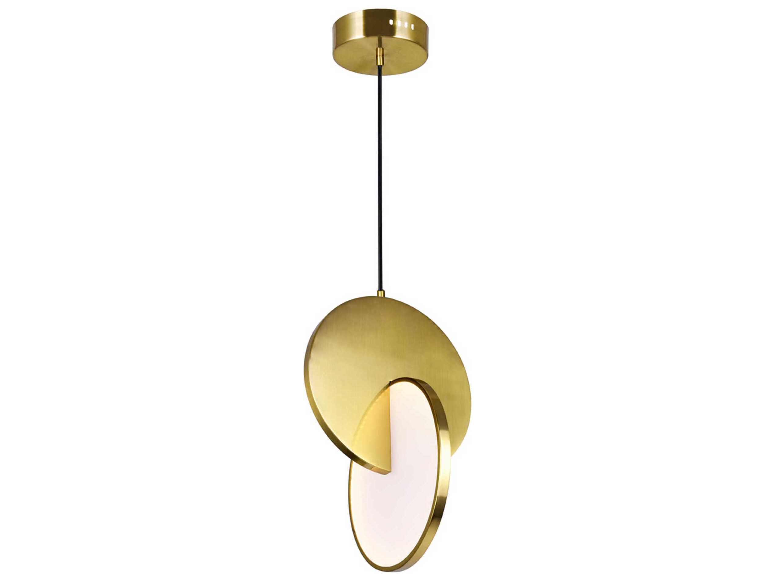 CWI Lighting Tranche Brushed Brass Geometric Mini Pendant