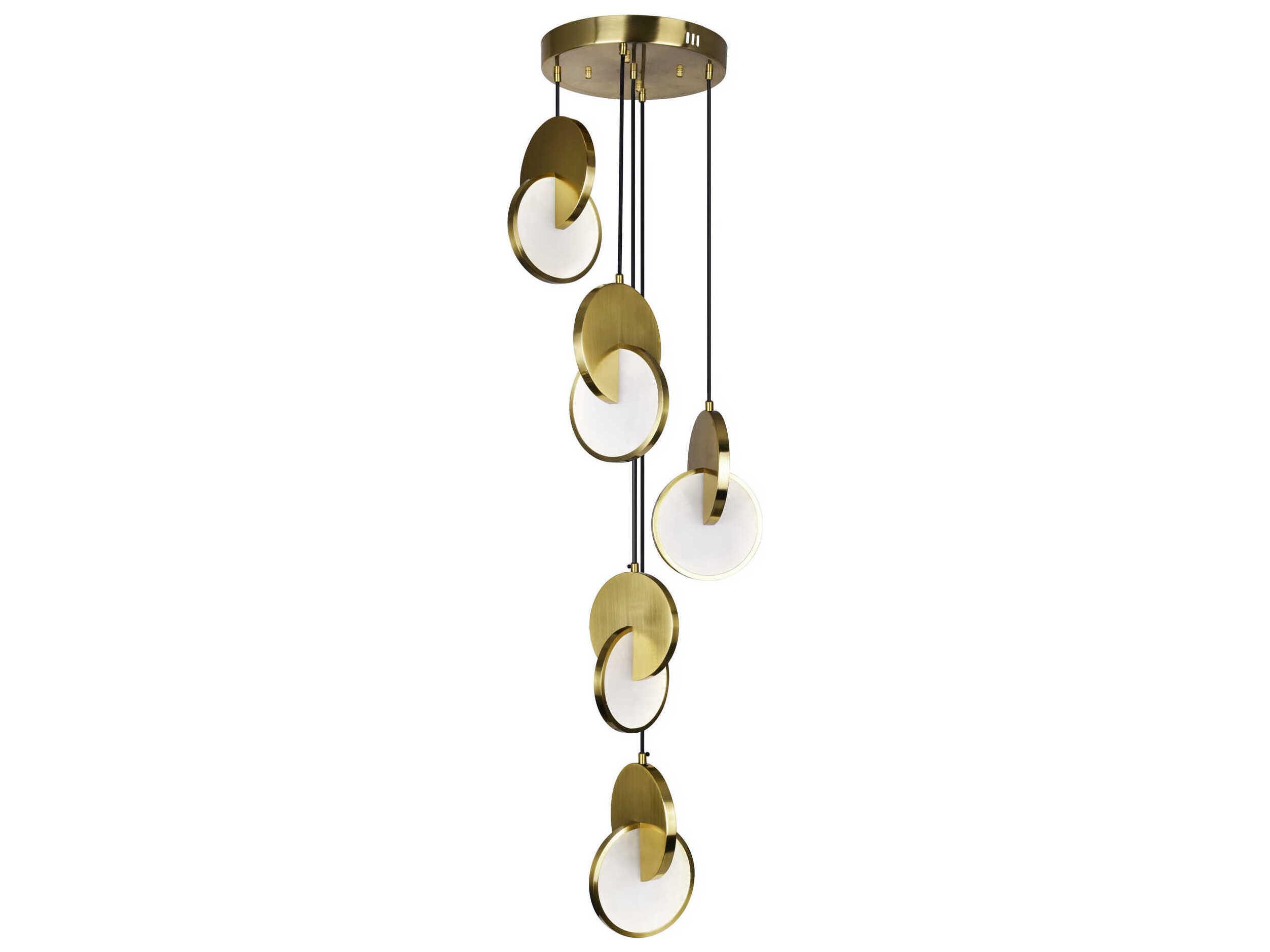 CWI Lighting Tranche Brushed Brass Geometric Pendant