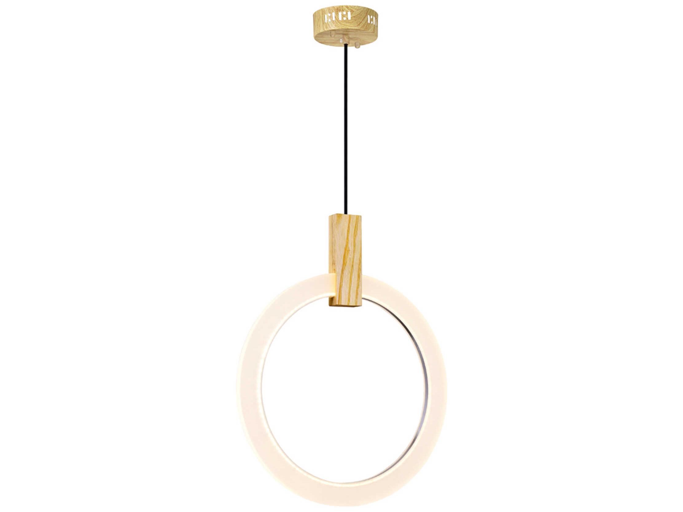 CWI Lighting Anello White Oak Wood Round Pendant