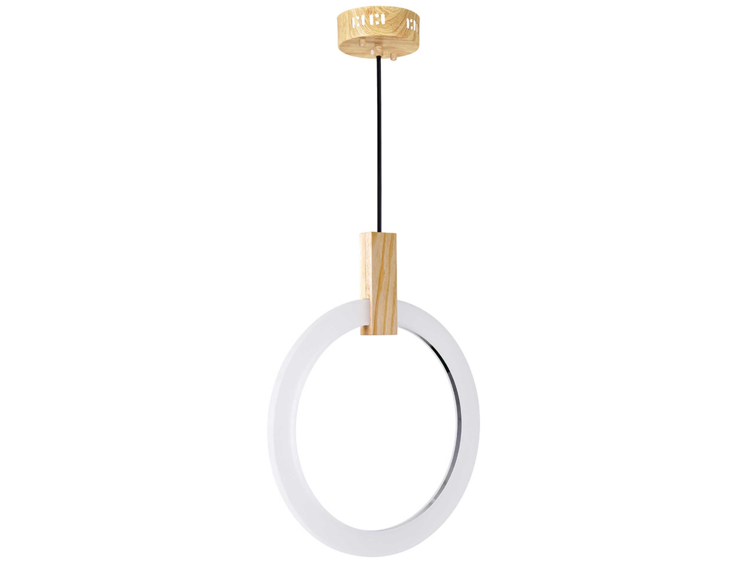 CWI Lighting Anello White Oak Wood Round Pendant