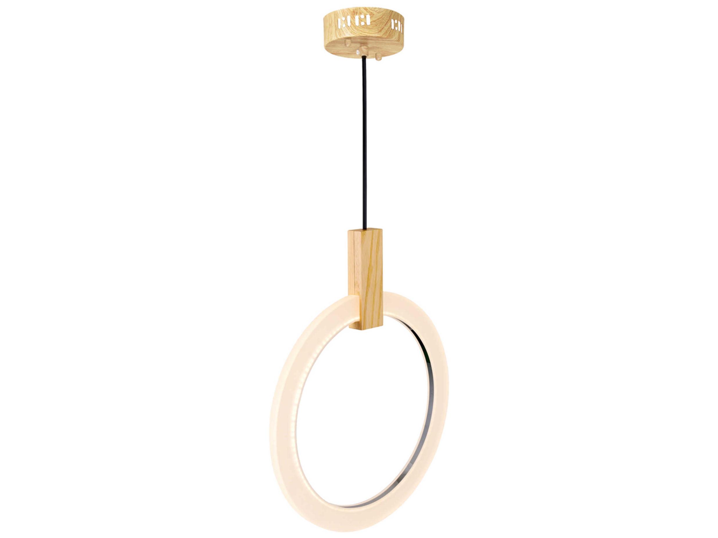 CWI Lighting Anello White Oak Wood Round Pendant