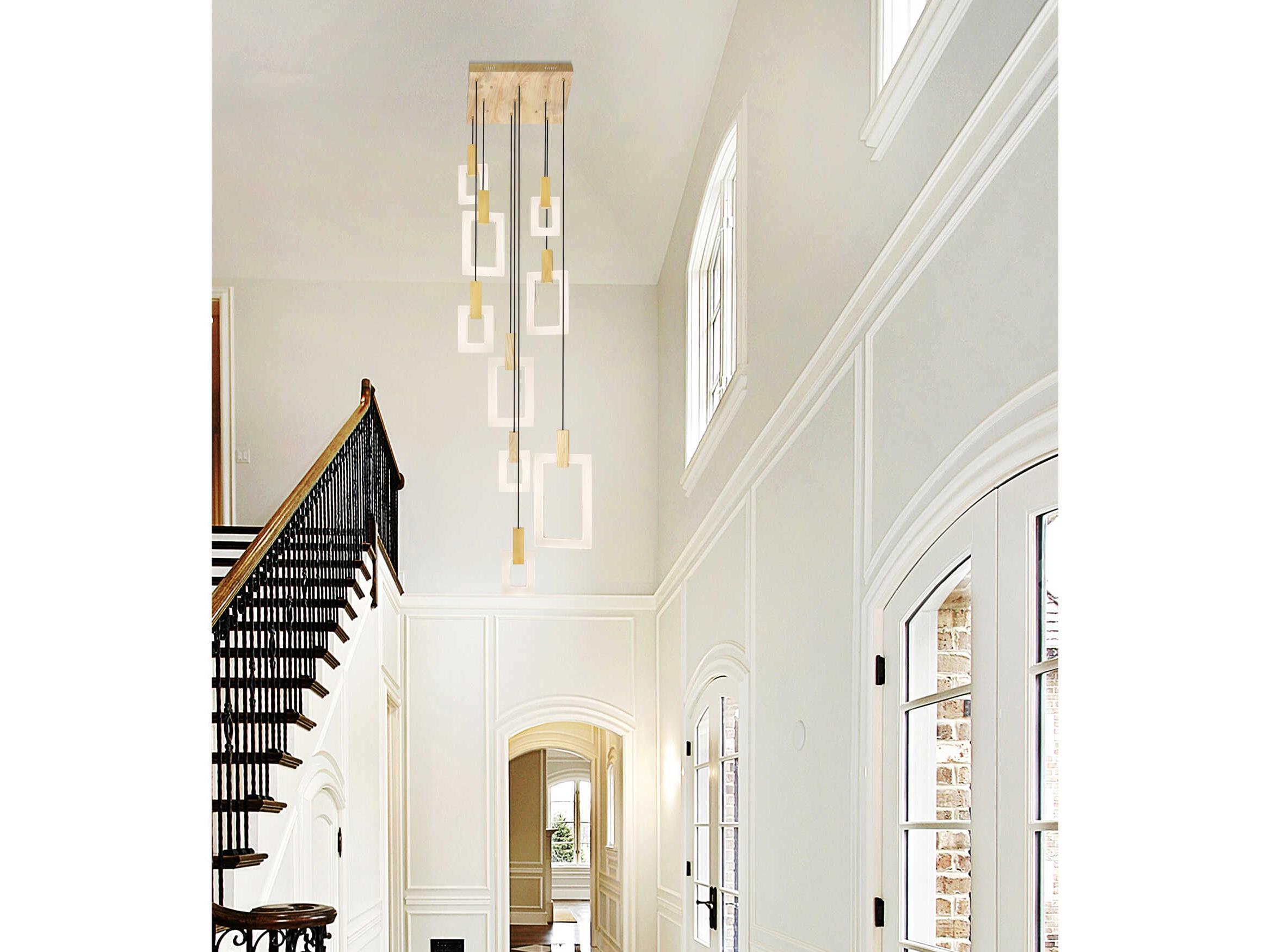 CWI Lighting Anello White Oak Wood Geometric Pendant