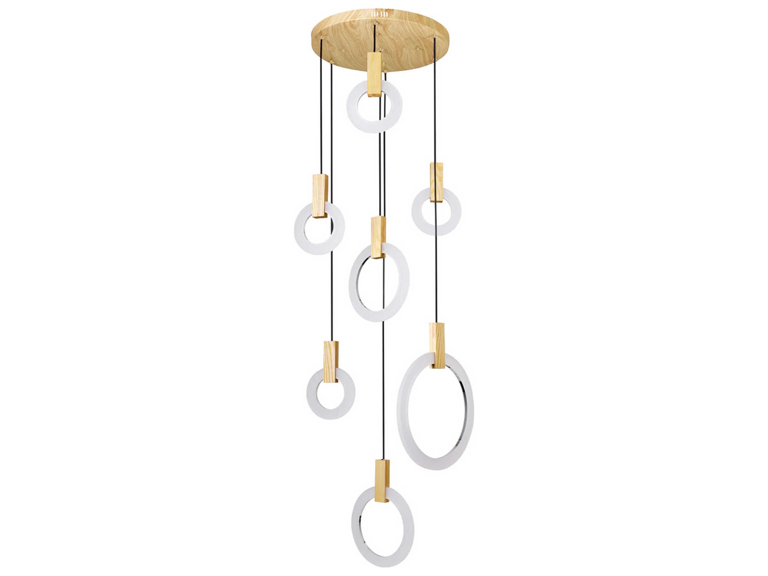 CWI Lighting Anello White Oak Wood Round Pendant