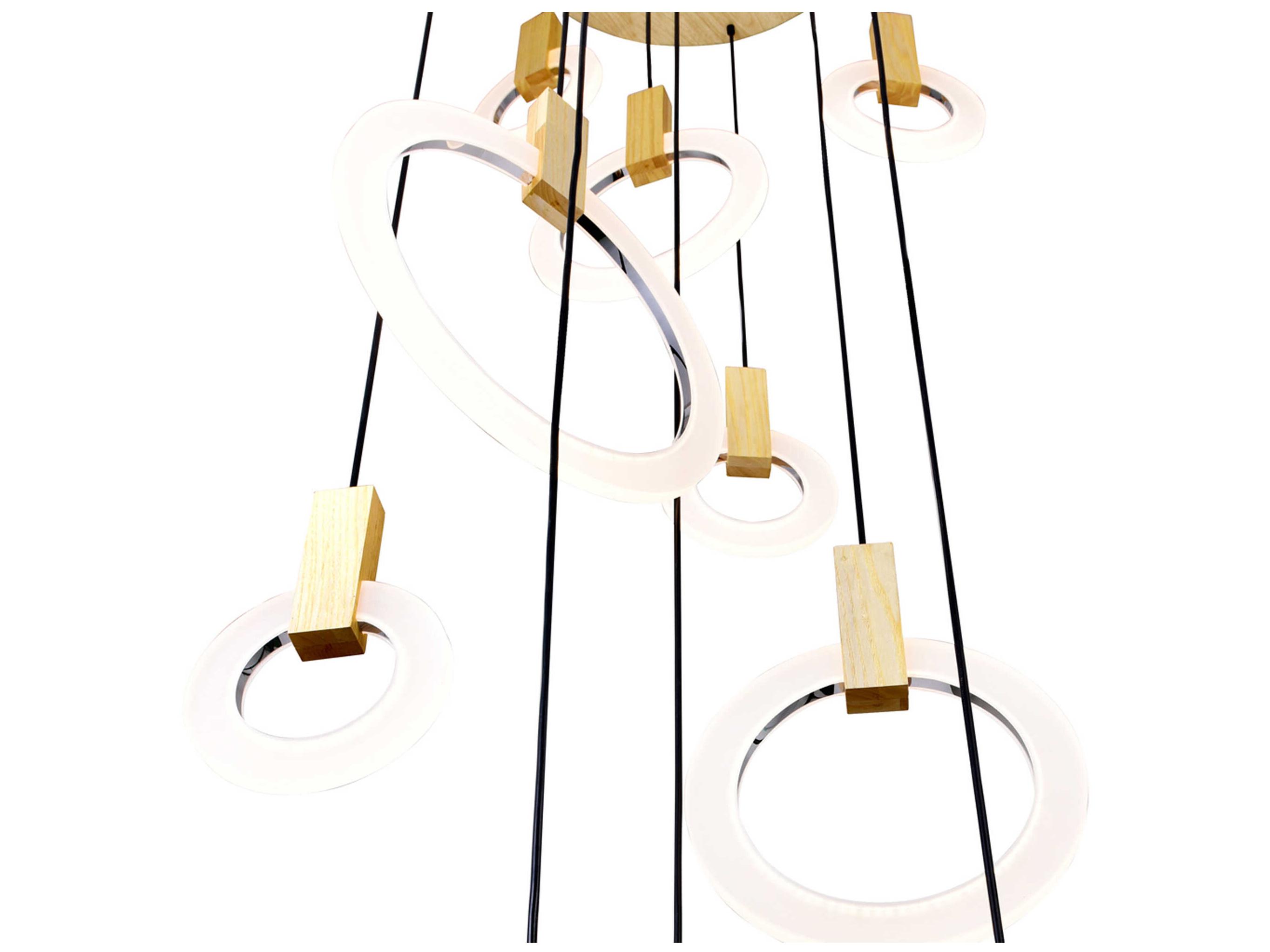 CWI Lighting Anello White Oak Wood Round Pendant