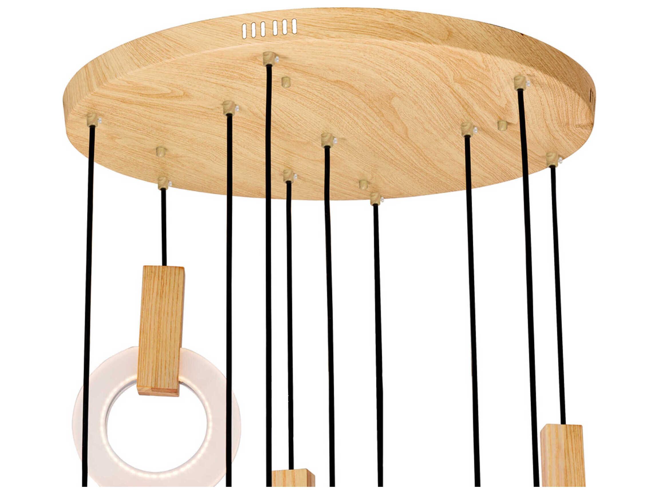 CWI Lighting Anello White Oak Wood Round Pendant