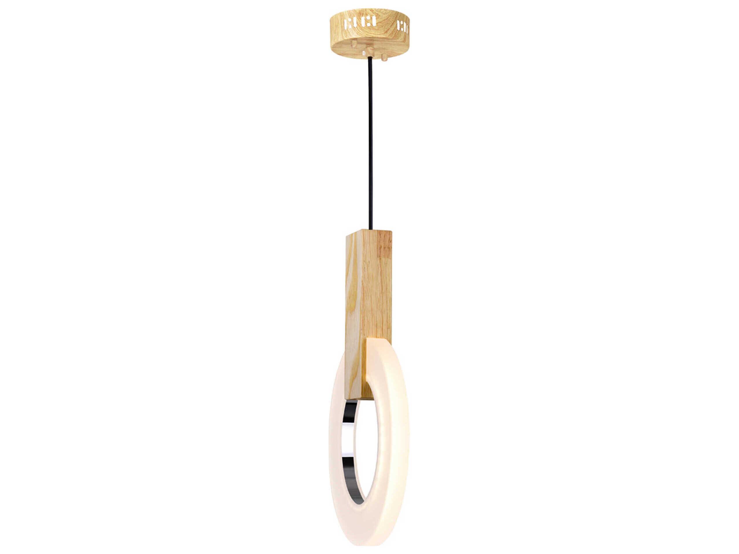 CWI Lighting Anello White Oak Wood Round Mini Pendant