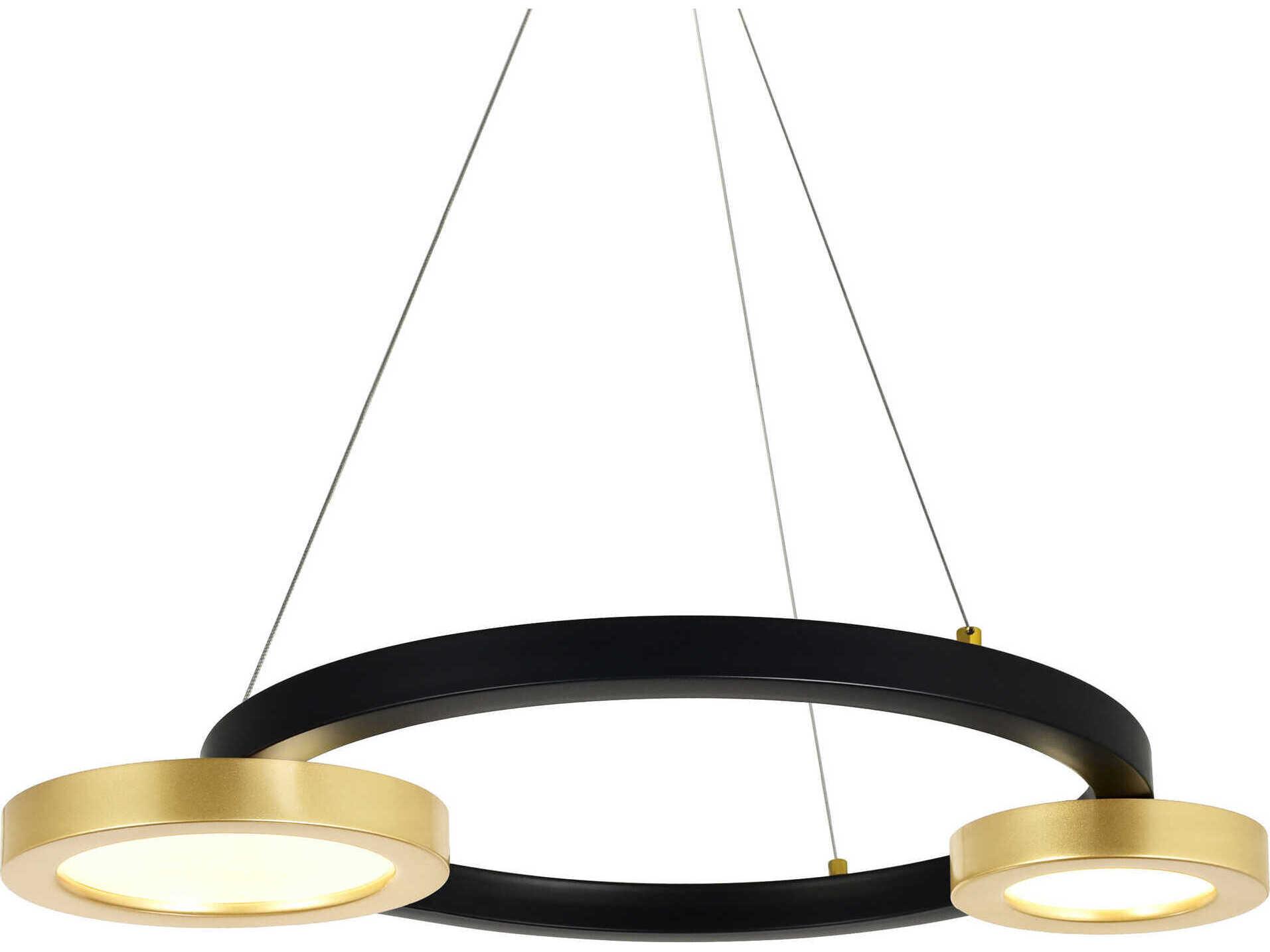 CWI Lighting Deux Lunes Sun Gold Black Geometric Island Pendant