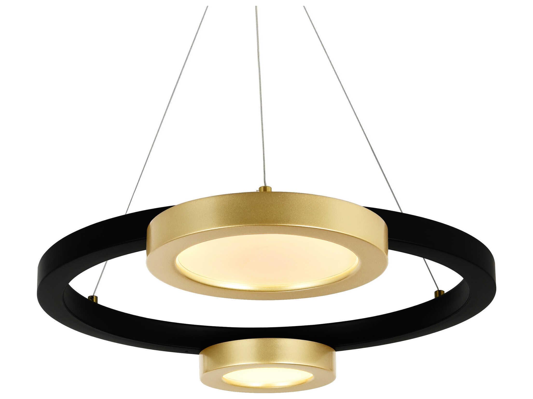 CWI Lighting Deux Lunes Sun Gold Black Geometric Island Pendant