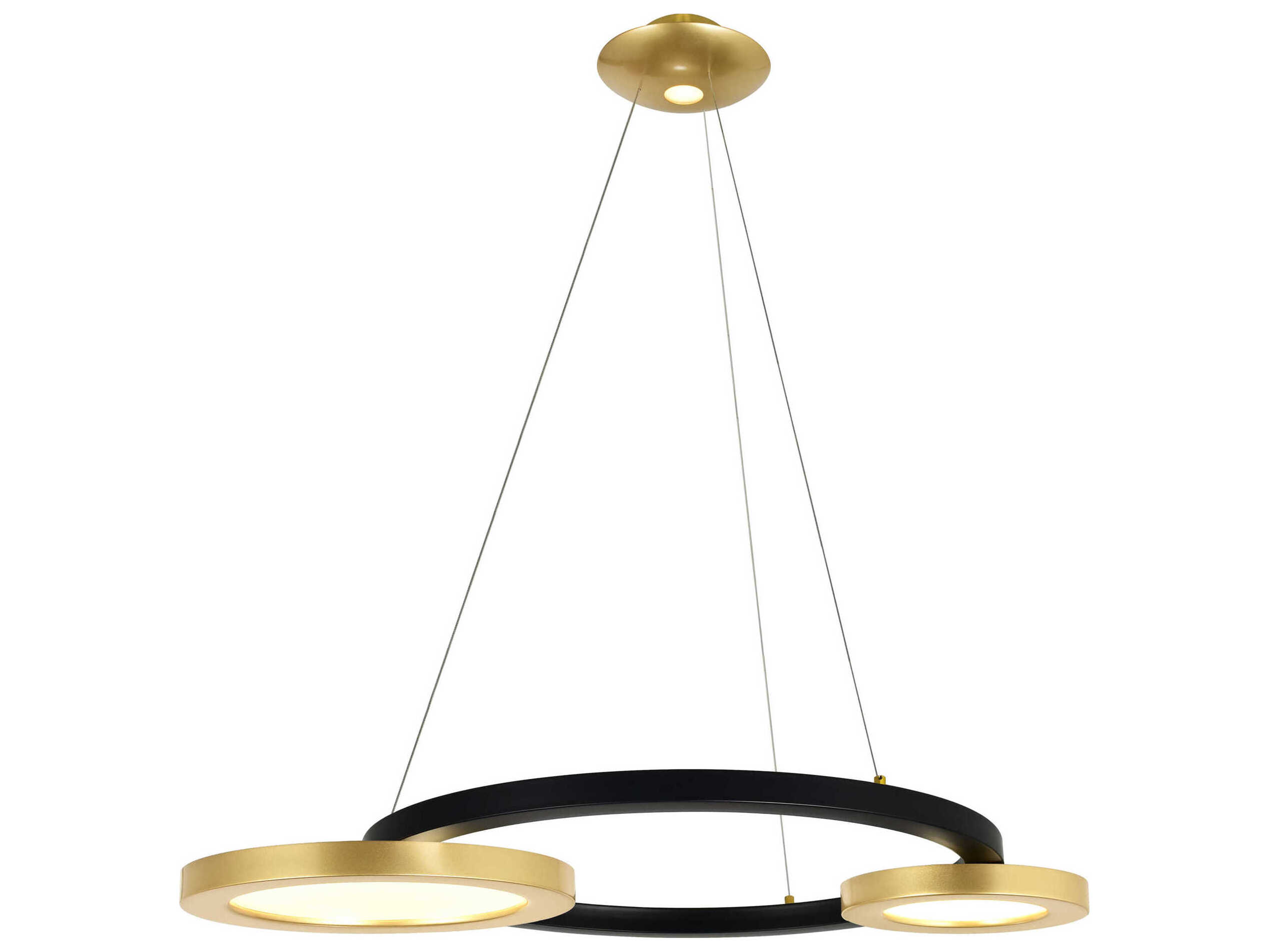 CWI Lighting Deux Lunes Sun Gold Black Geometric Island Pendant