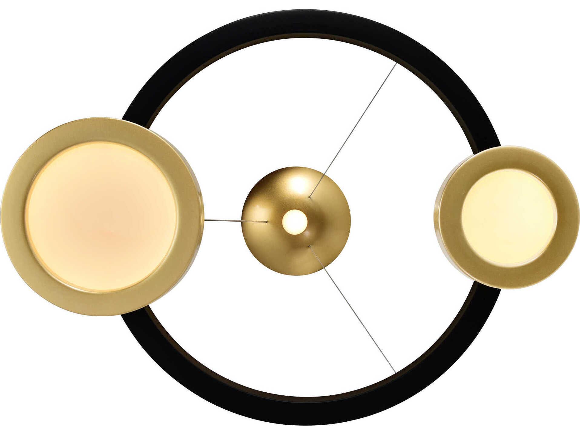 CWI Lighting Deux Lunes Sun Gold Black Geometric Island Pendant