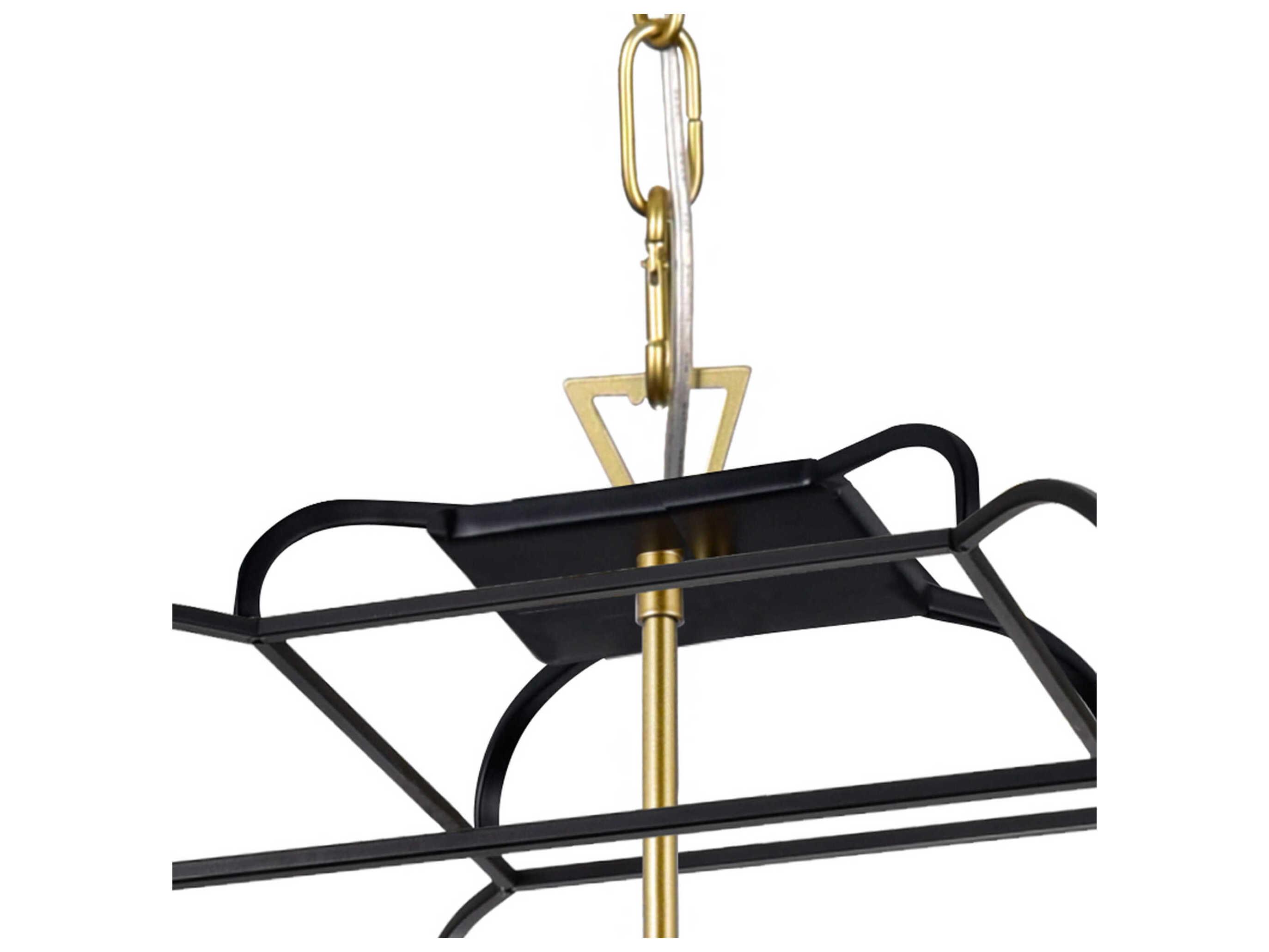 CWI Lighting Tudor 6-Light Satin Gold Black Lantern Chandelier