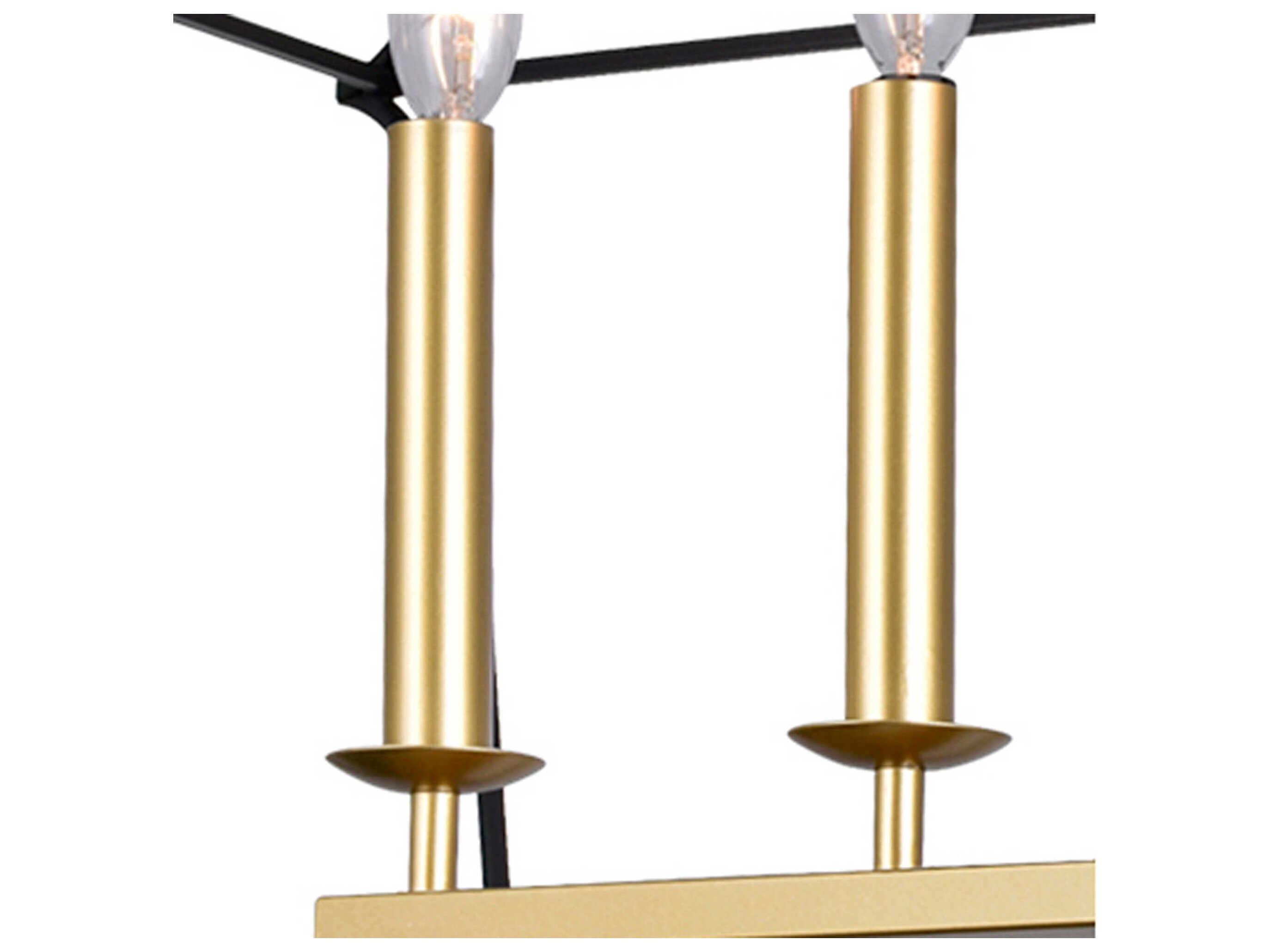 CWI Lighting Tudor 6-Light Satin Gold Black Lantern Island Pendant