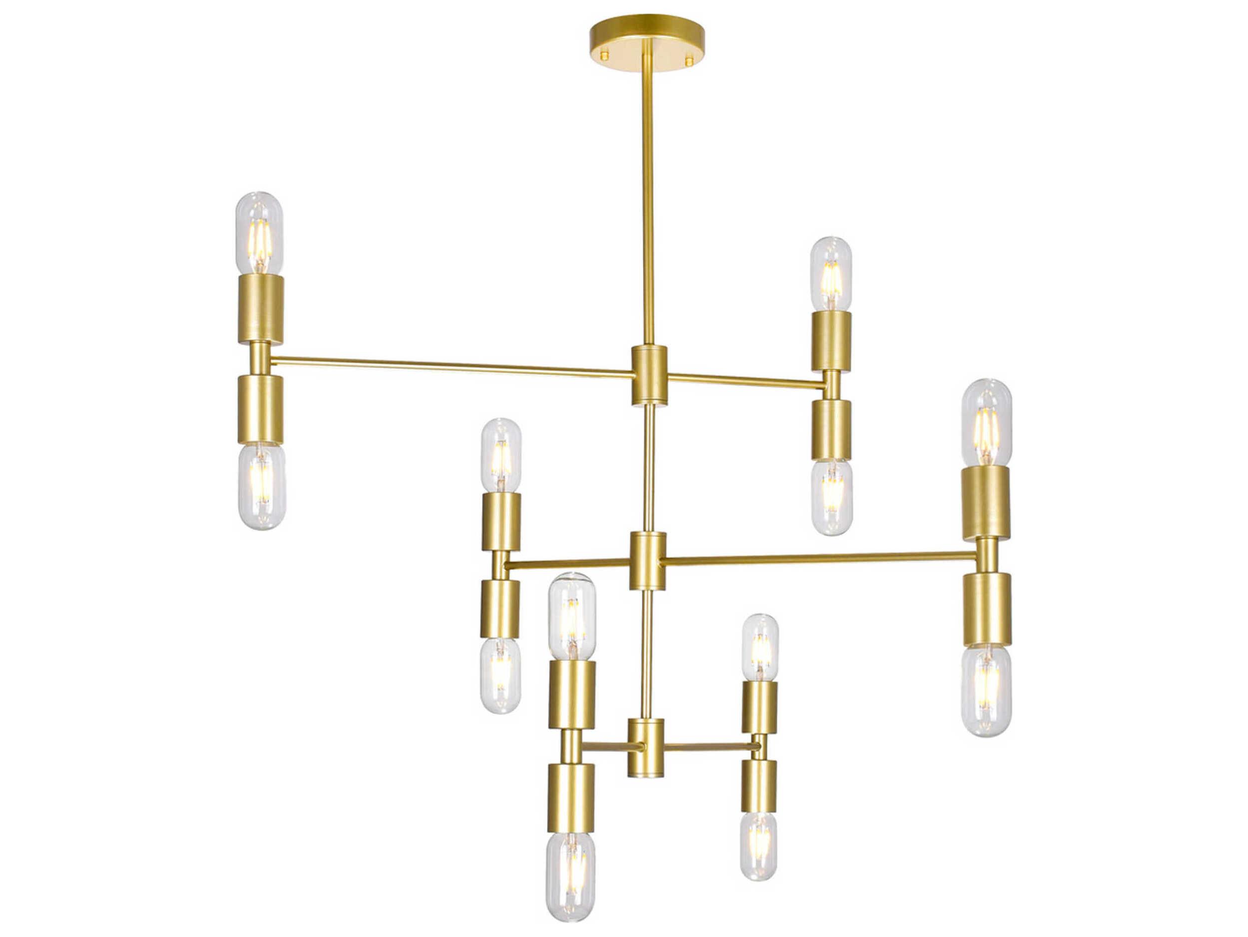CWI Lighting Hand Crank 12-Light Medallion Gold Chandelier