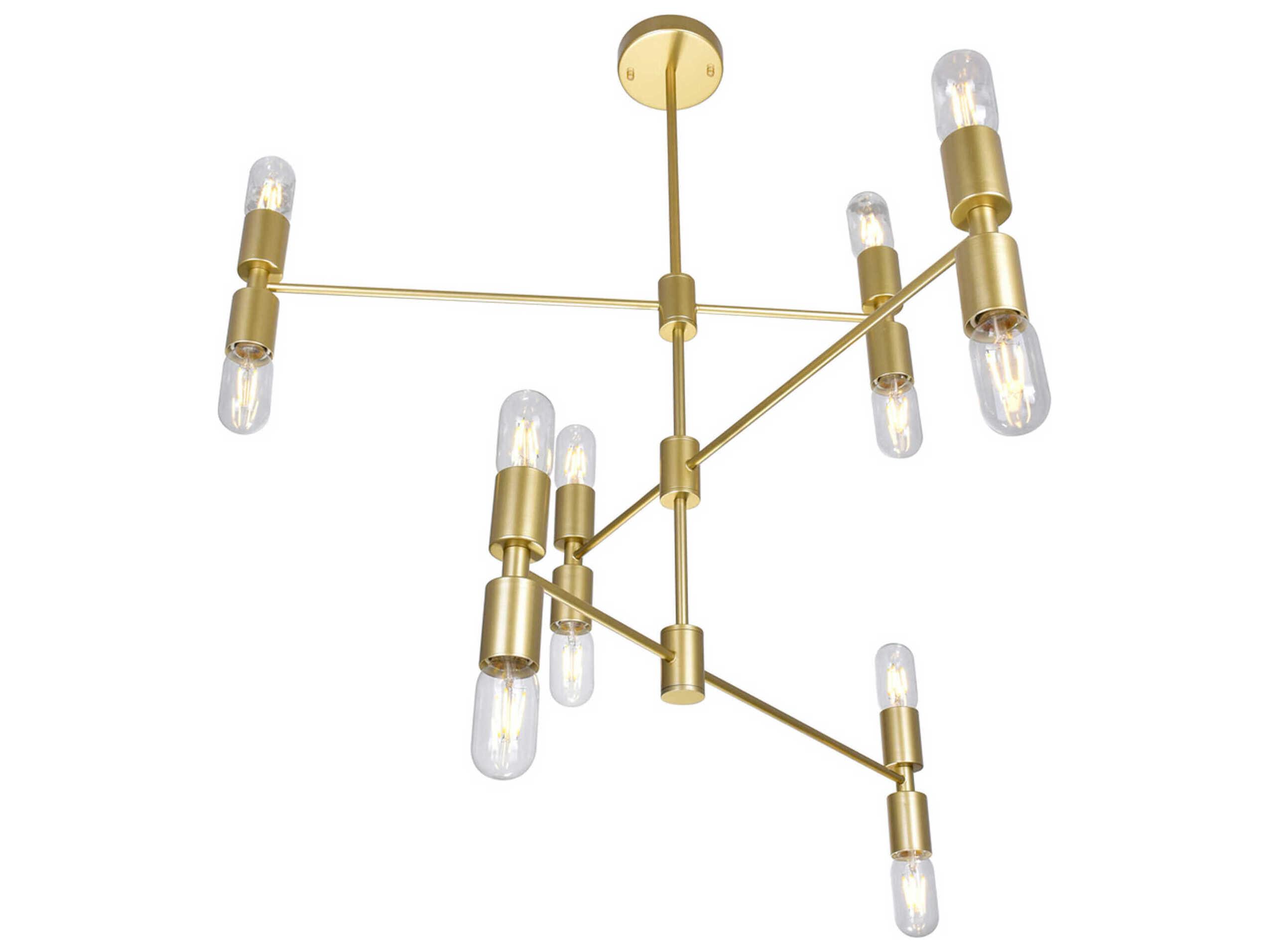 CWI Lighting Hand Crank 12-Light Medallion Gold Chandelier
