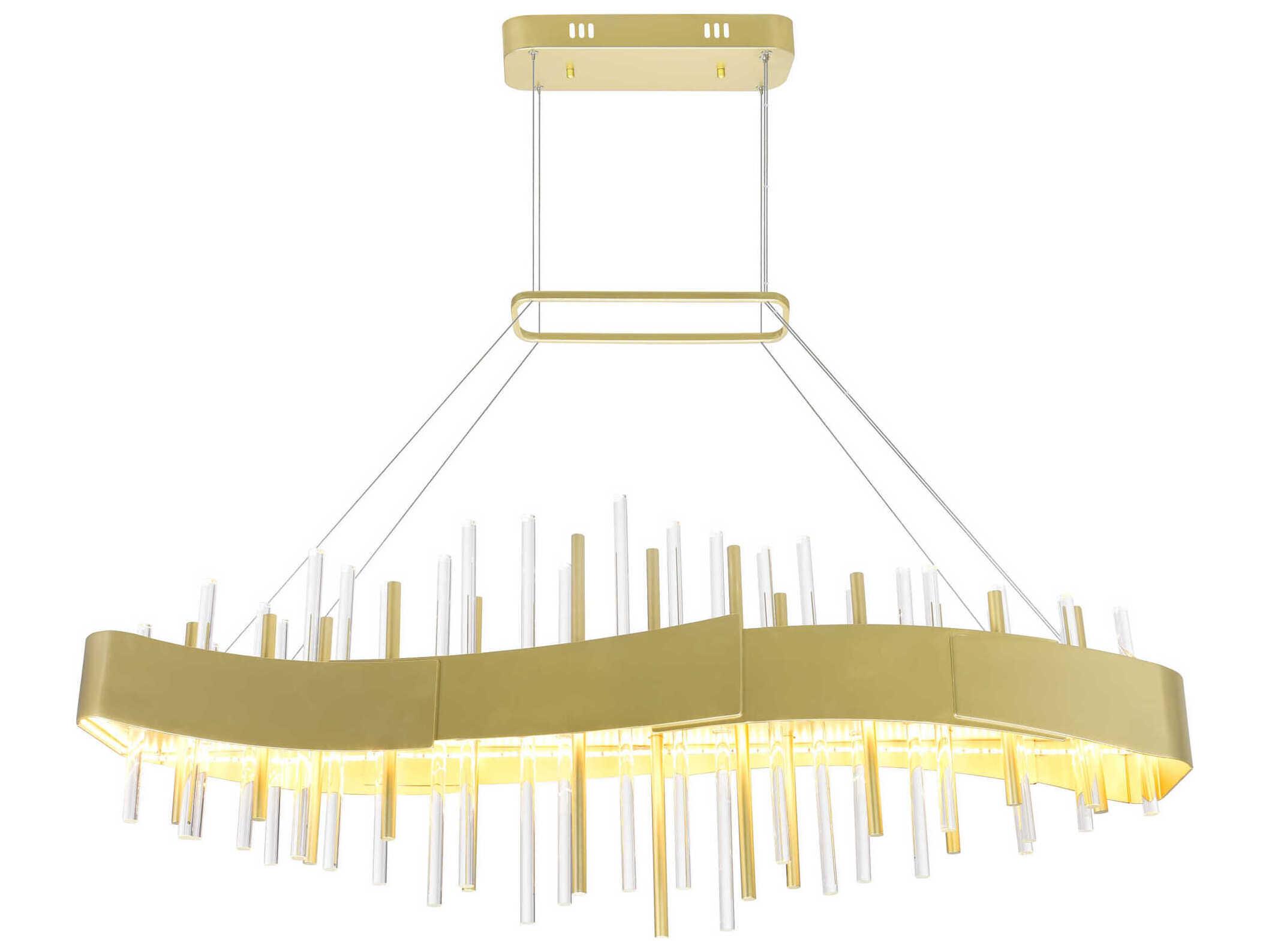 CWI Lighting Millipede Satin Gold Linear Island Pendant