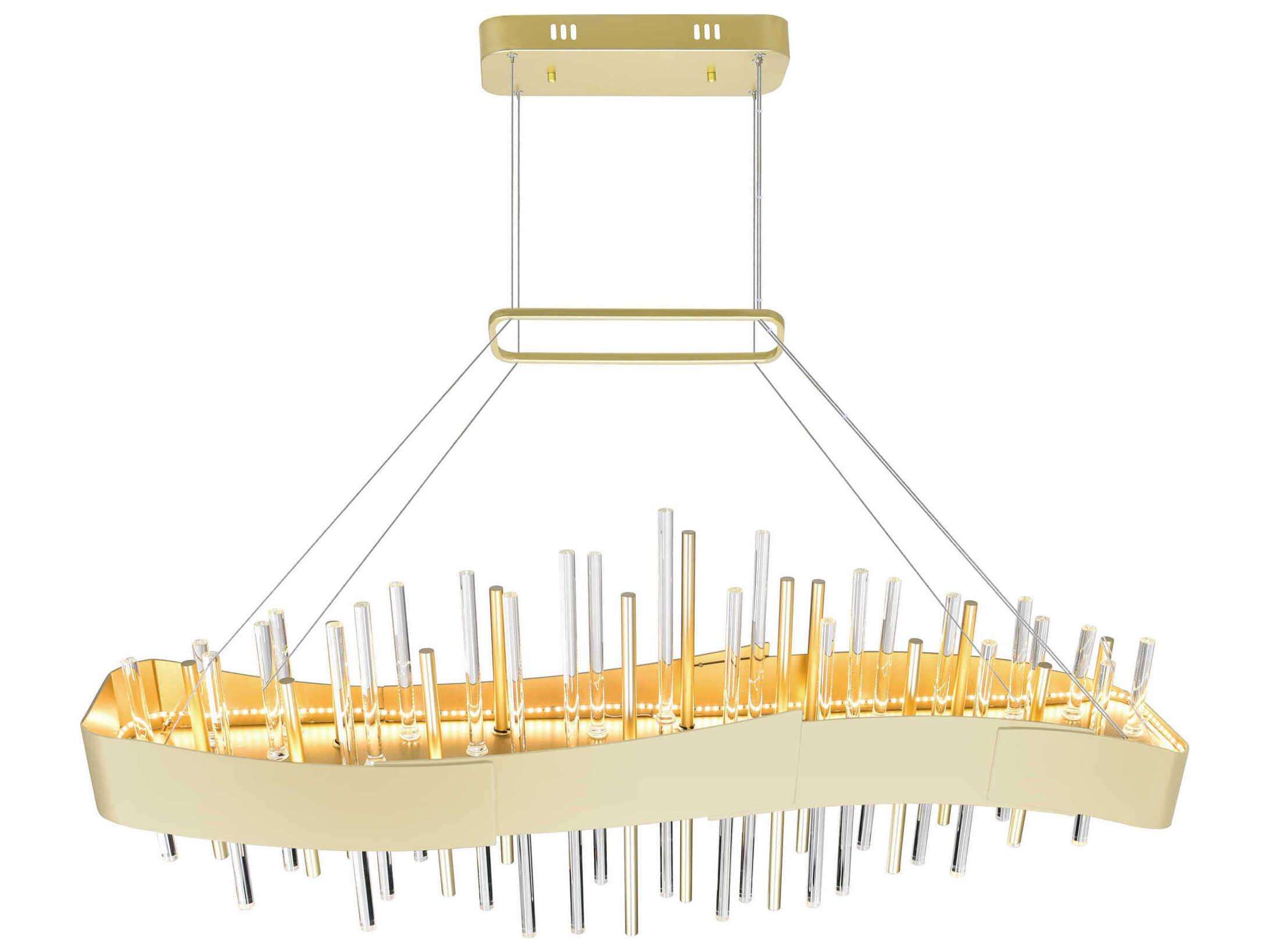 CWI Lighting Millipede Satin Gold Linear Island Pendant