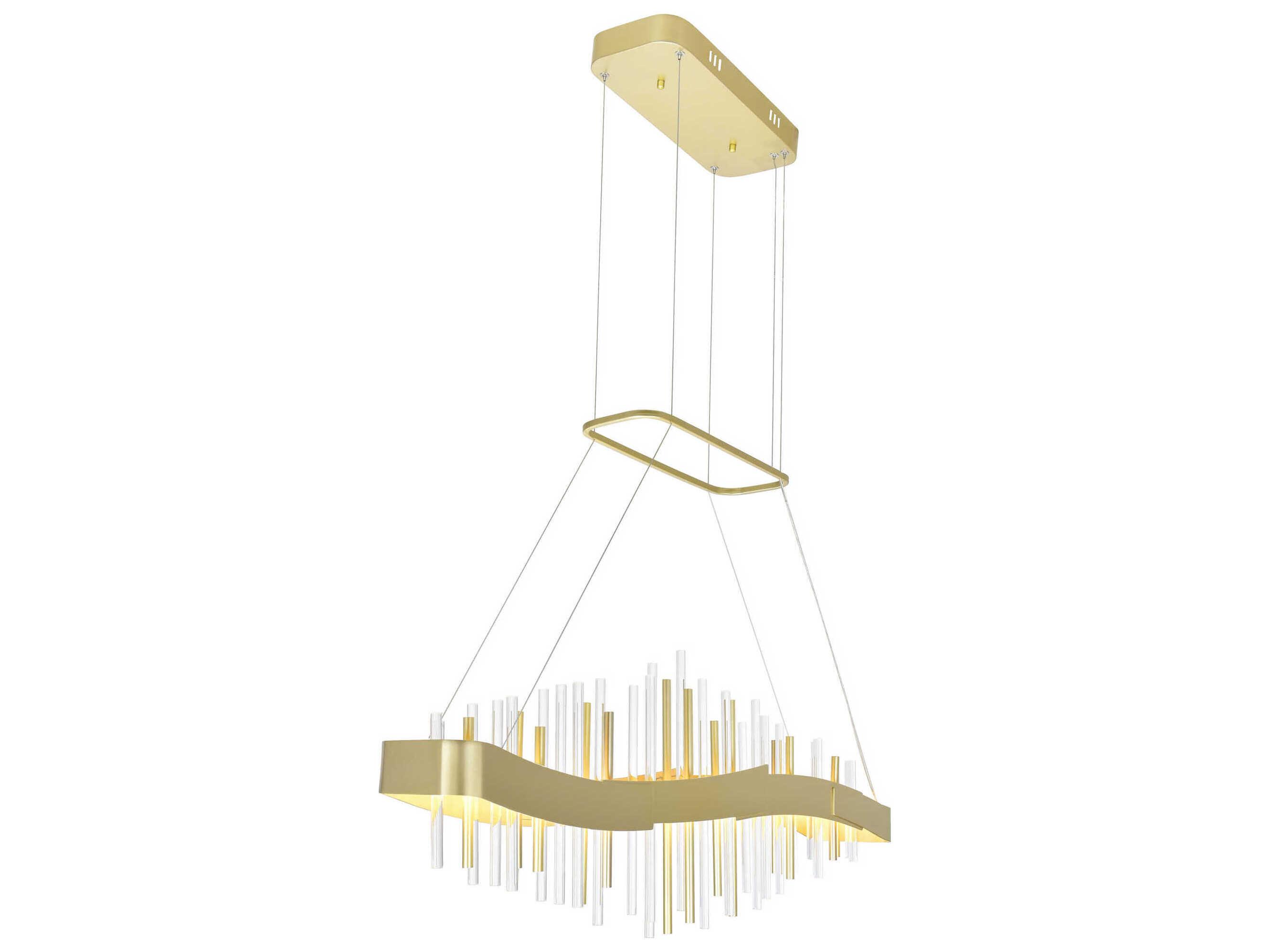 CWI Lighting Millipede Satin Gold Linear Island Pendant