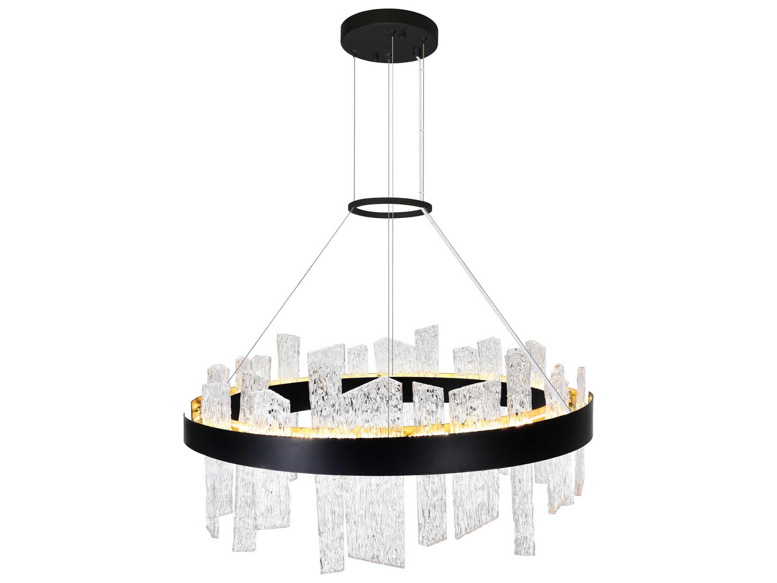 CWI Lighting Guadiana Black Satin Gold Round Pendant