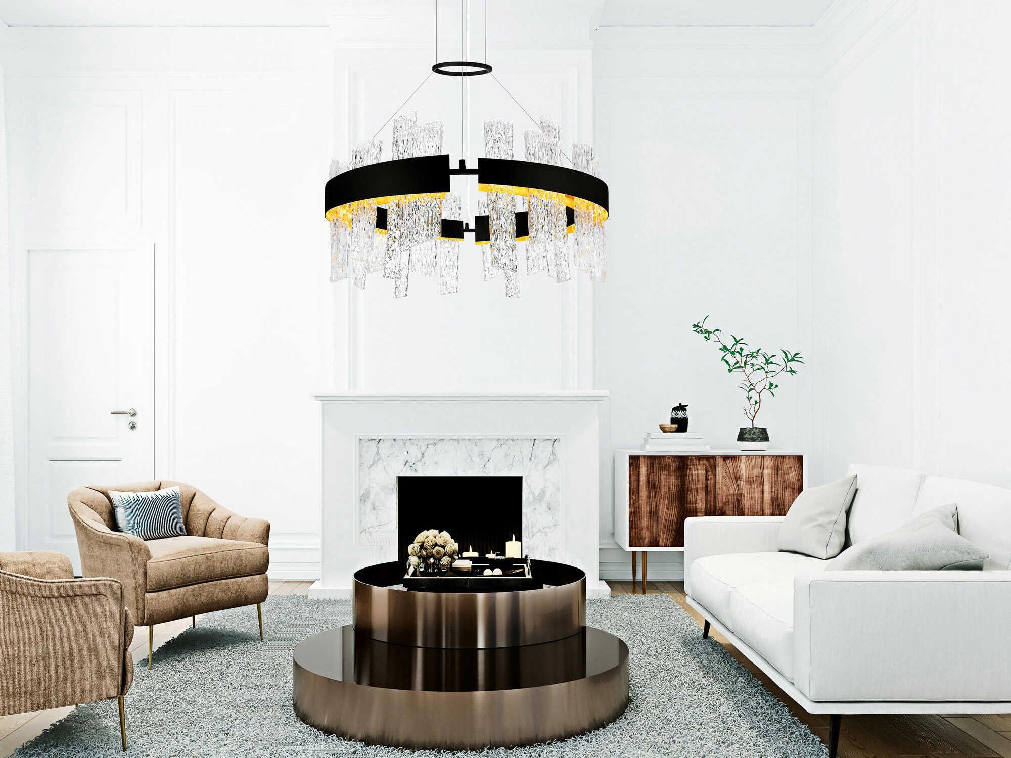 CWI Lighting Guadiana Black Satin Gold Round Pendant